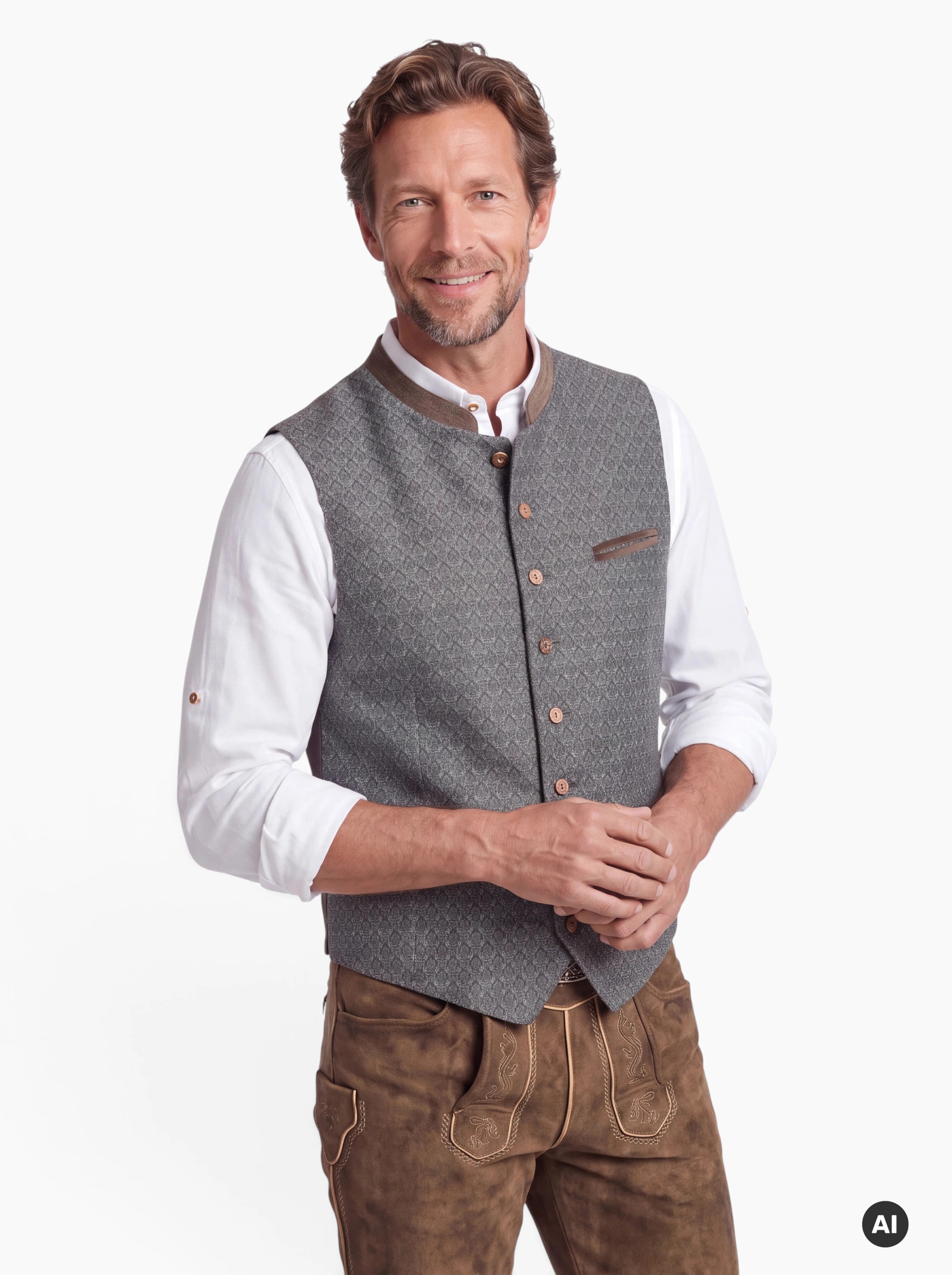 Trachtengilet Milo in Grau Braun