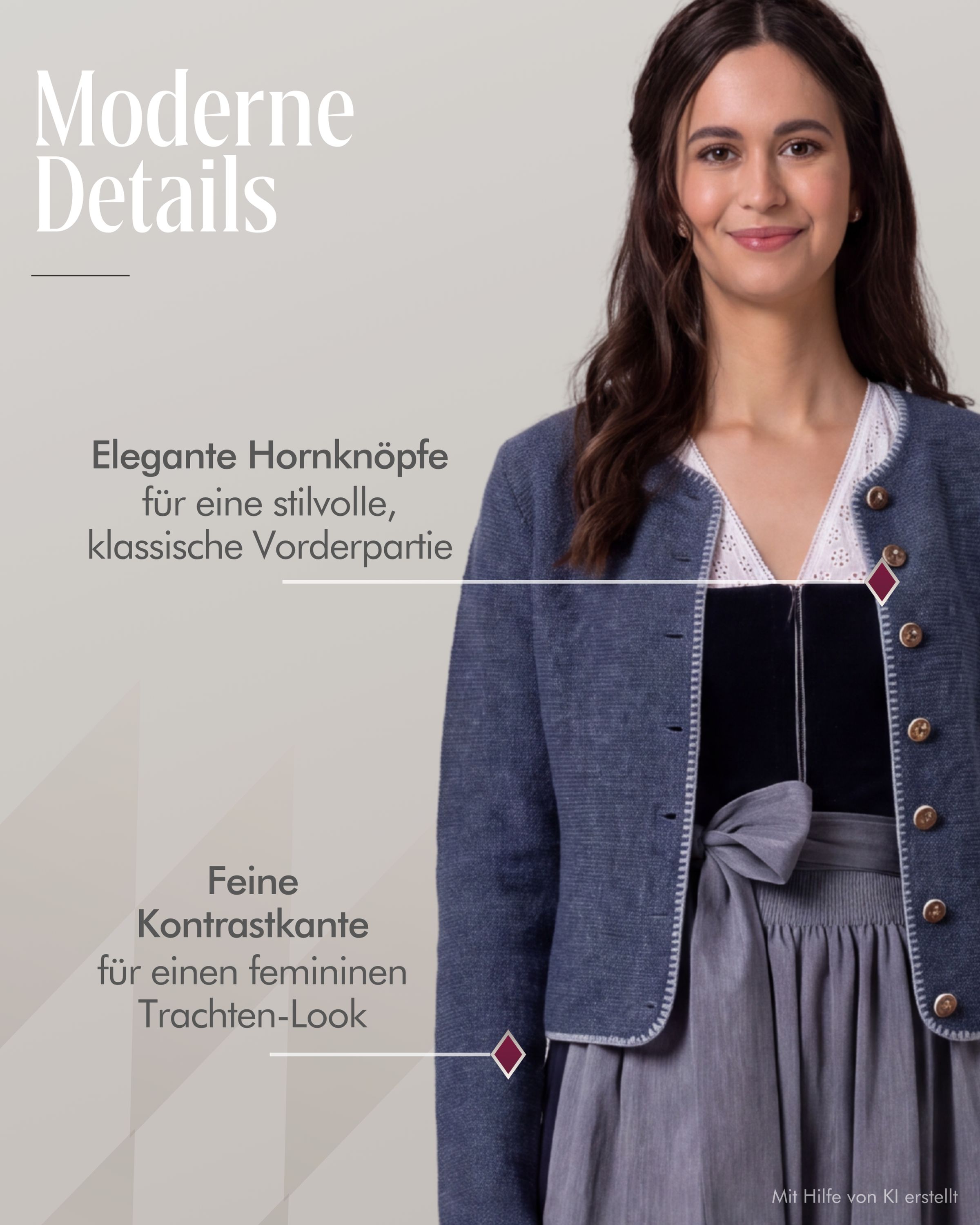 Dirndlstrickjacke Maria in Rauchblau von Nübler
