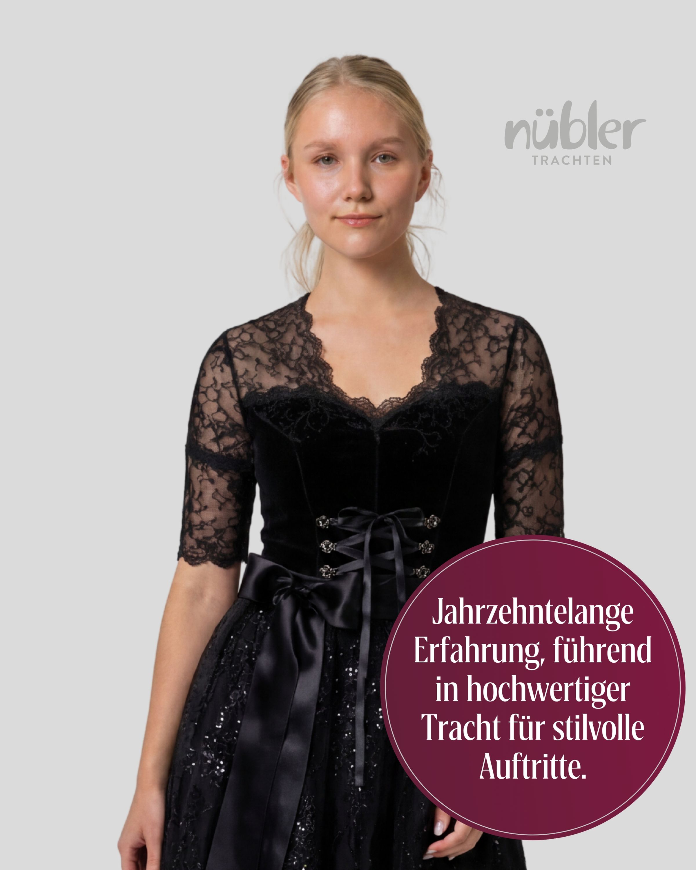 Dirndlbluse Kurzarm Nena in Schwarz von Nübler