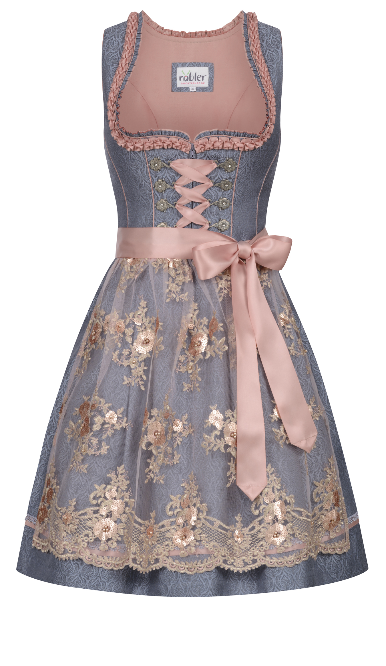 Mini Dirndl Gerhild in Rauchblau von Nübler
