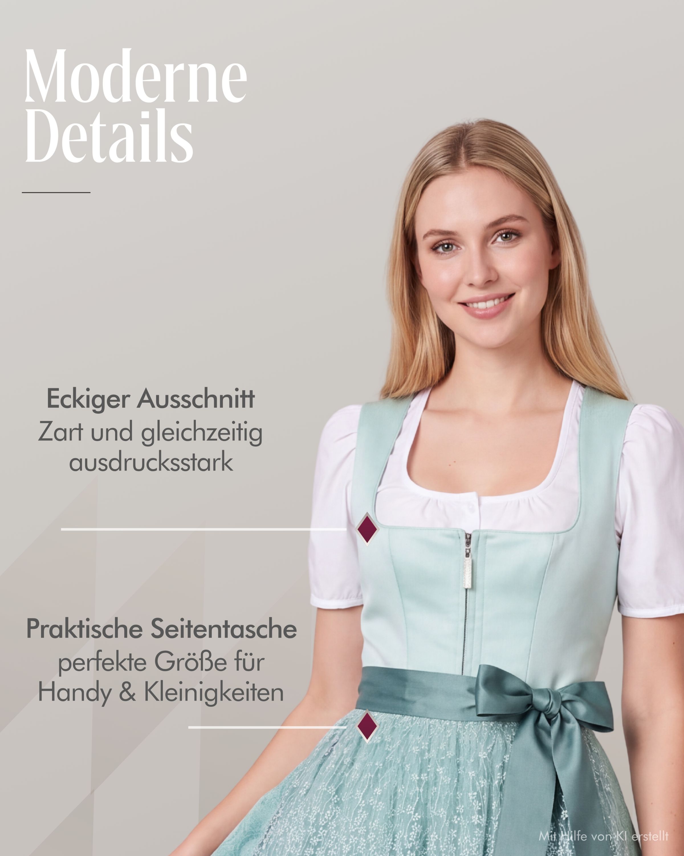 Midi Dirndl Gundi in Aqua von Nübler