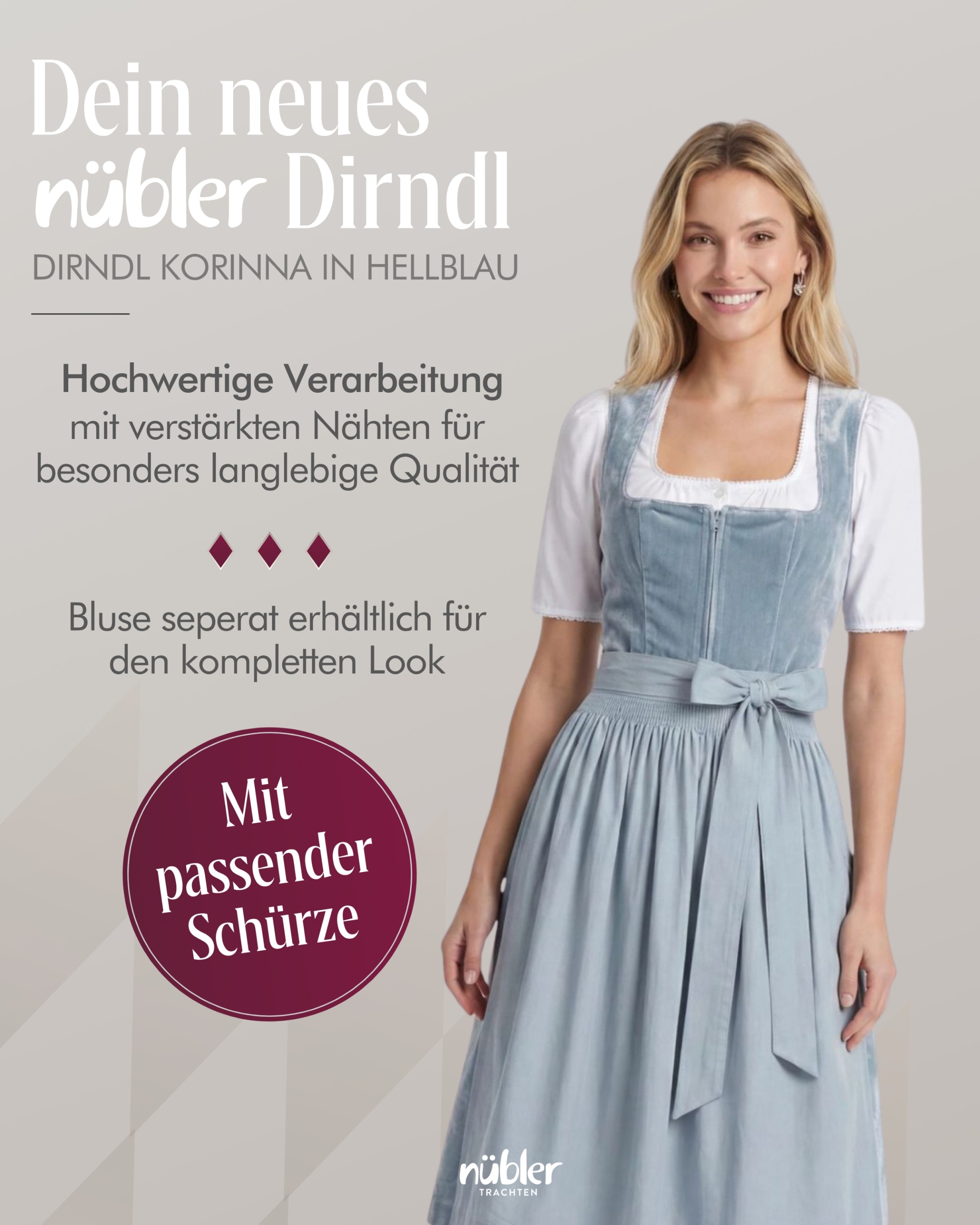 Mini Dirndl Korinna in Hellblau