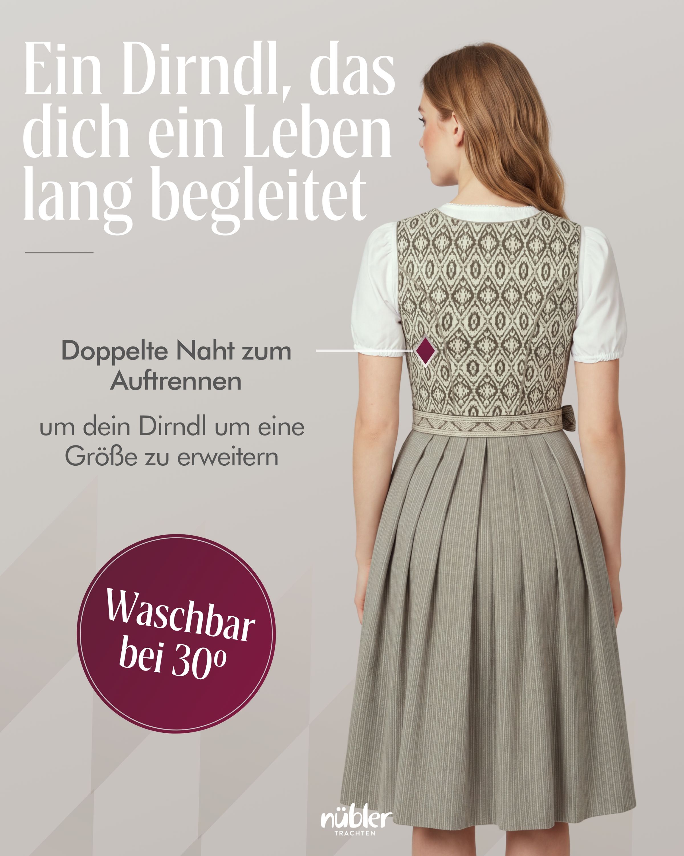 Midi Dirndl Gudrun in Oliv von Nübler