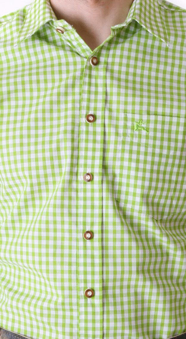 Trachtenhemd Langarm Charles in Hellgrün von OS-Trachten