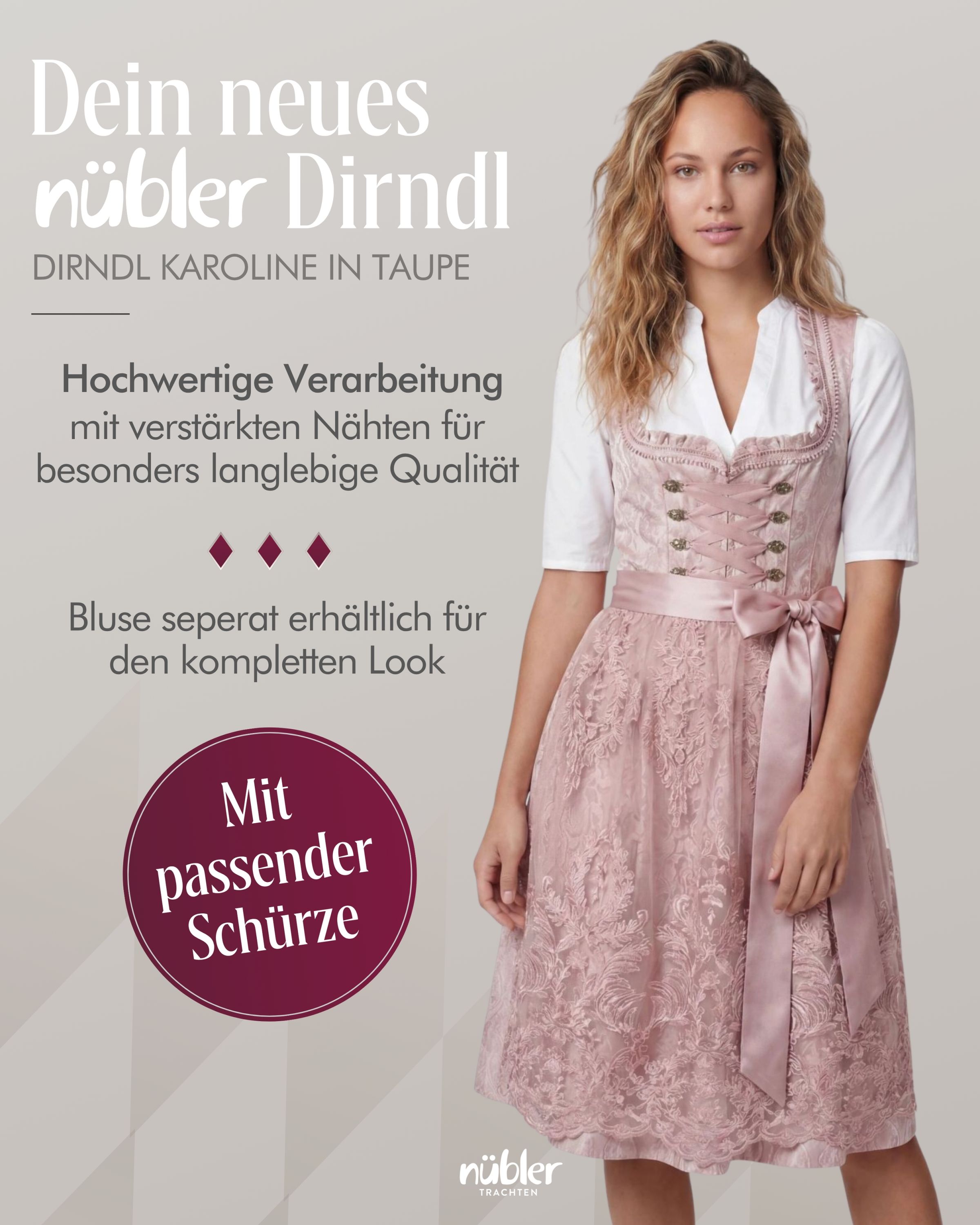 Minidirndl Karoline in Taupe