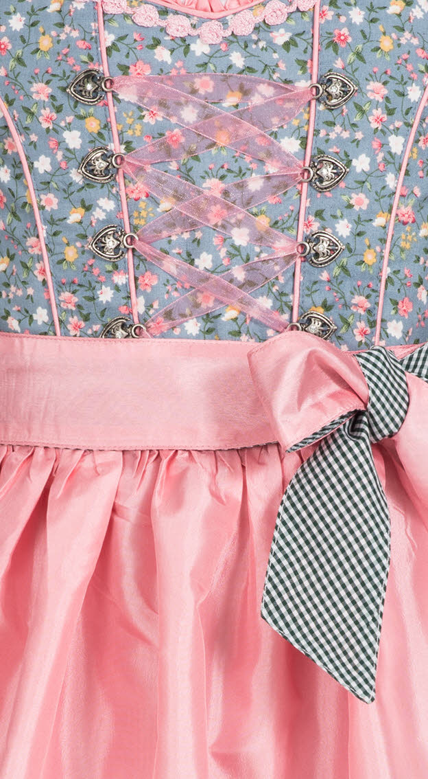Kinderdirndl Nicky in Hellblau Rosa, 3-teiliges Set