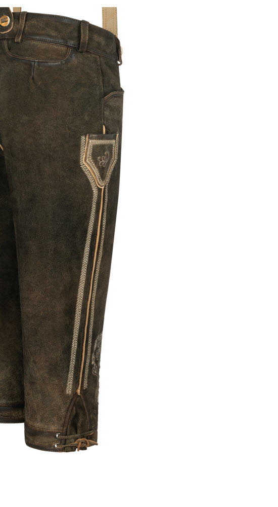 Lederhose Kniebund Theobald Leo in Dunkelbraun von Nübler