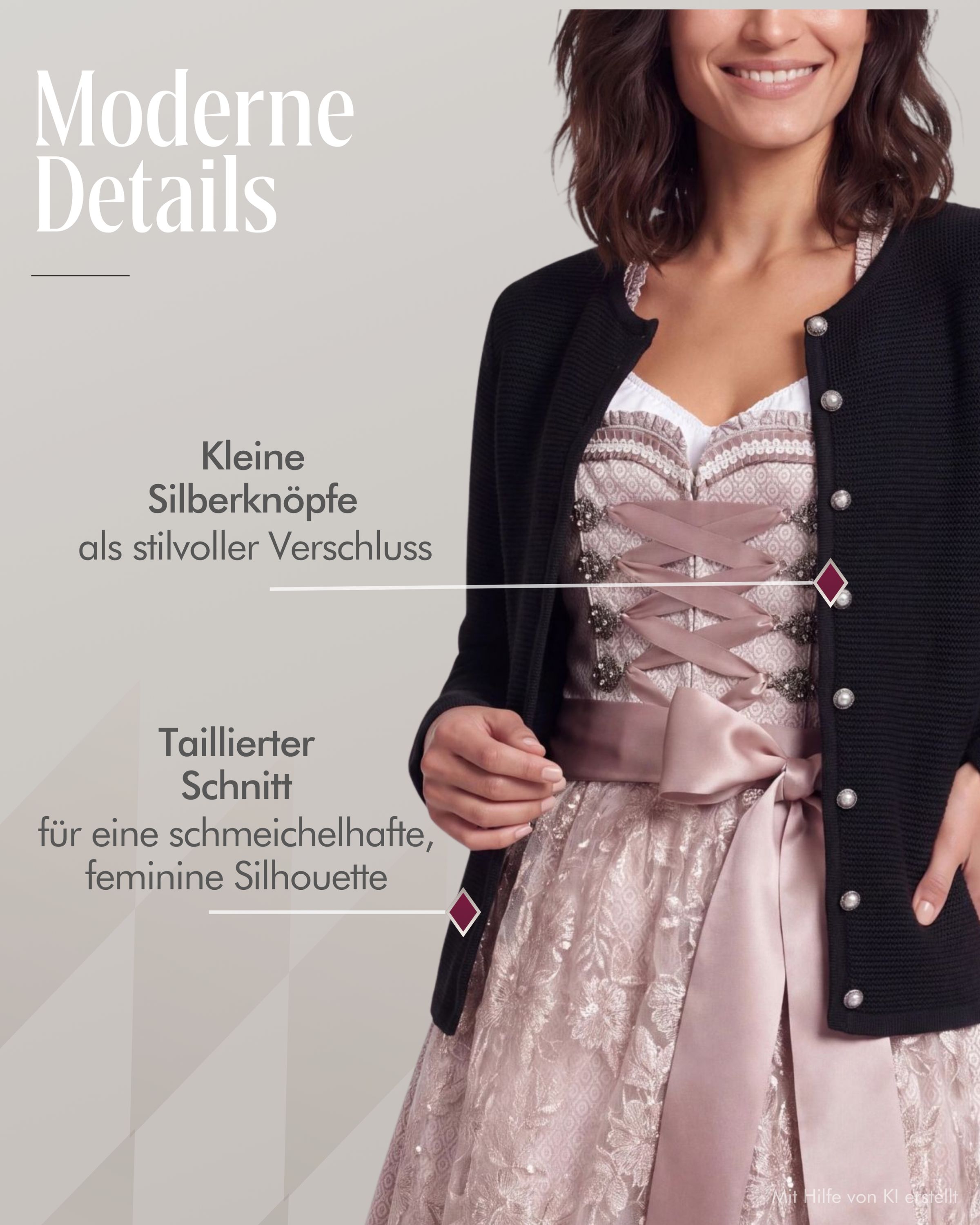 Dirndljacke Anni Schwarz Strickjacke Langarm mit Knöpfen