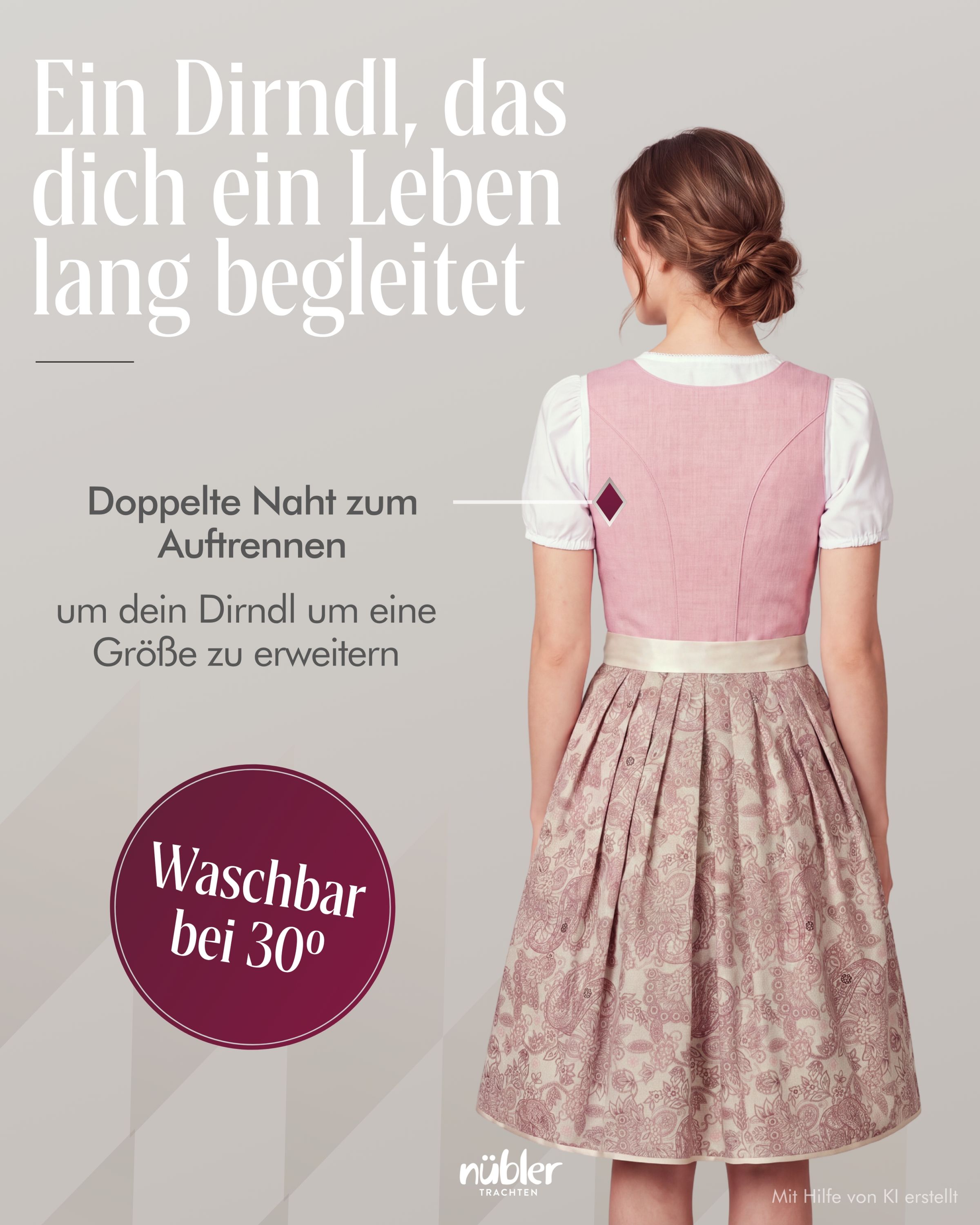 Mididirndl Gina in Rosa von Nübler