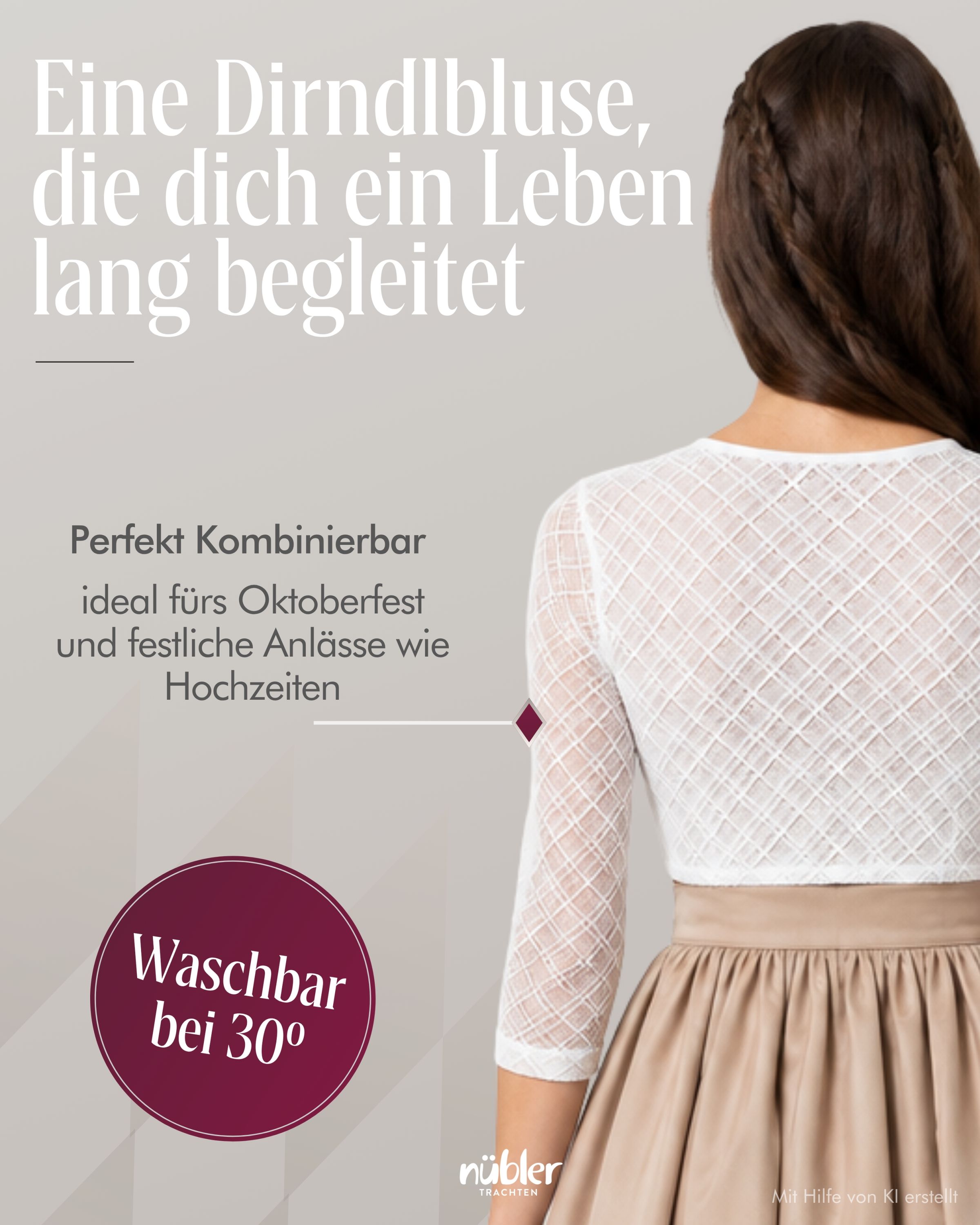 Dirndlbluse Anni in Cremeweiß von Nübler