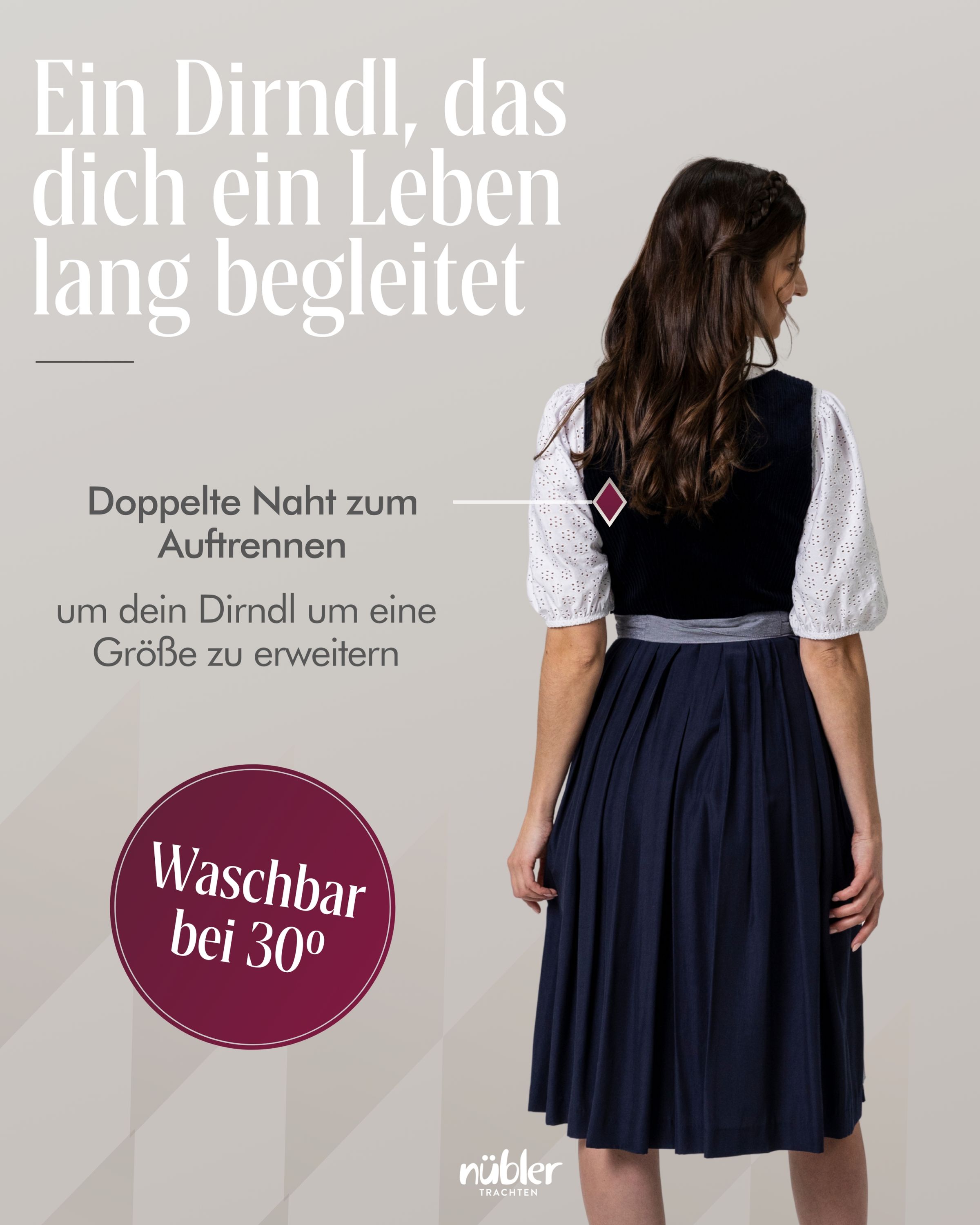 Maxidirndl Florentine in Saphirblau von Nübler
