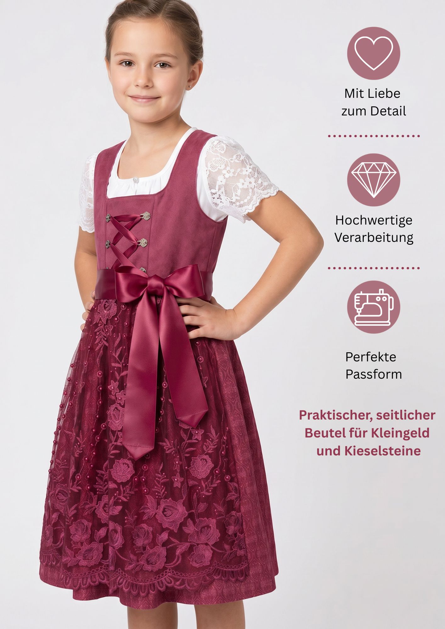 Kinderdirndl Gundi in Beere von Nübler
