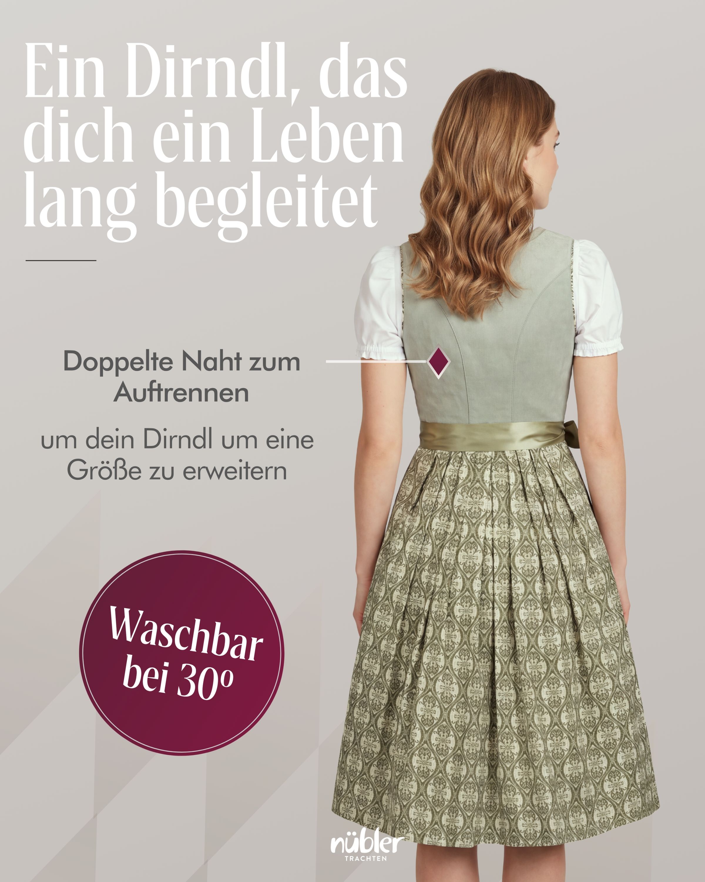 Midi Dirndl Gloria in Salbei von Nübler
