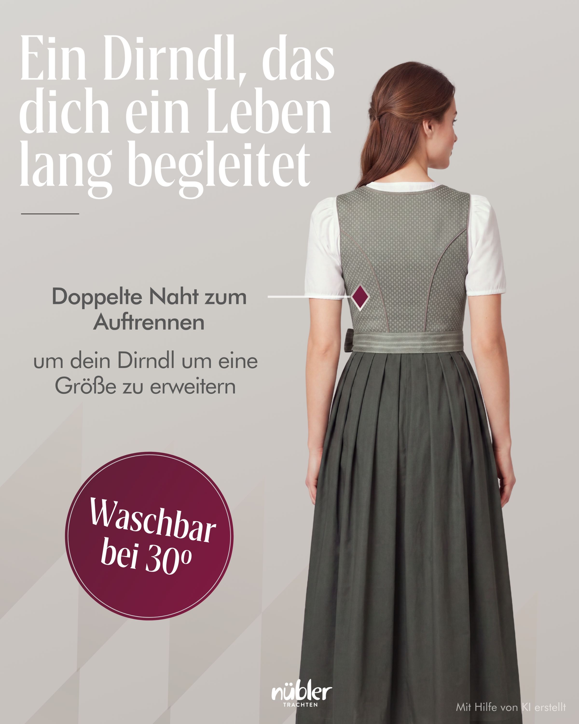 Dirndl Lang Gerda in Salbei von Nübler