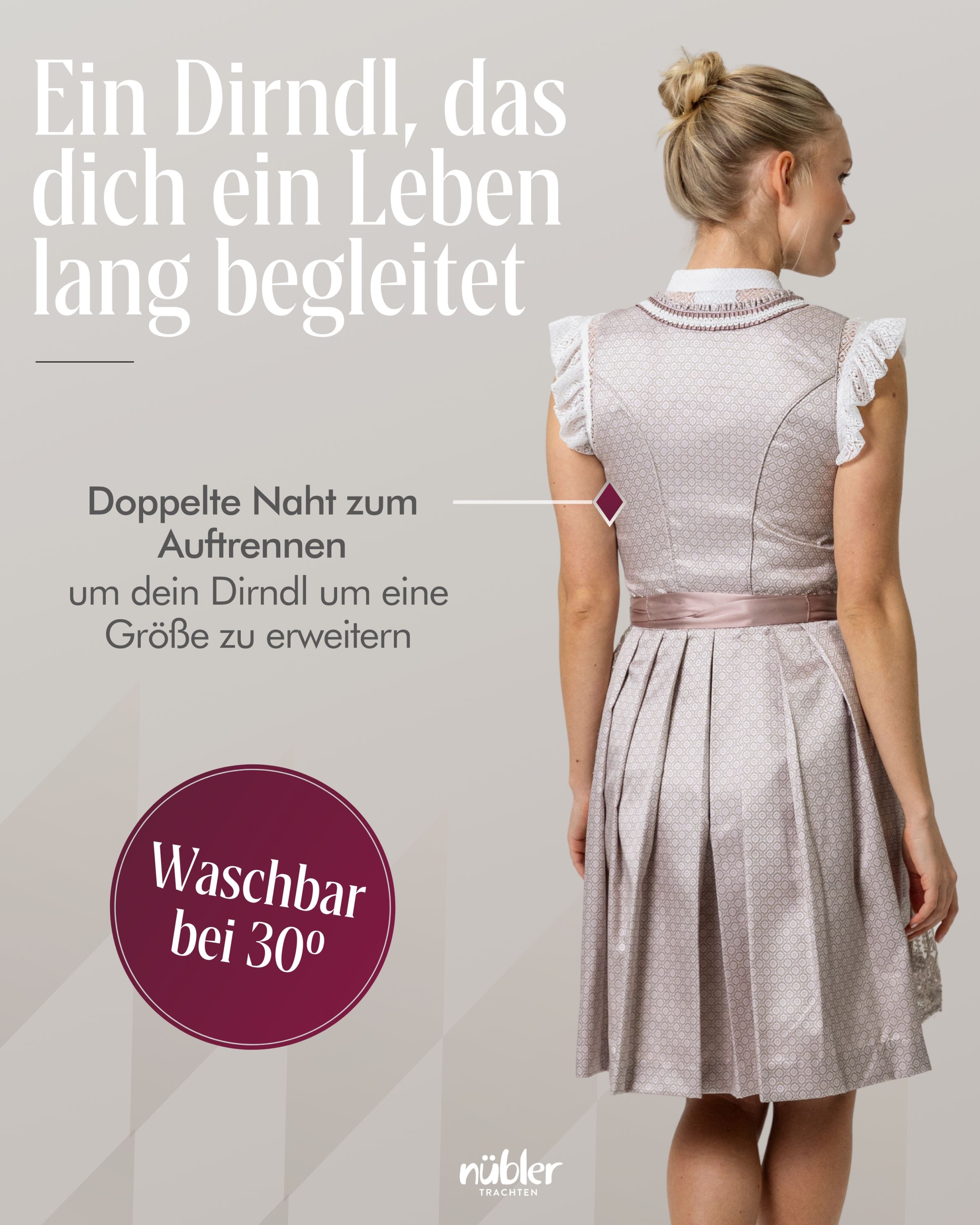 Mini-Dirndl Tessa in Taupe von Nübler