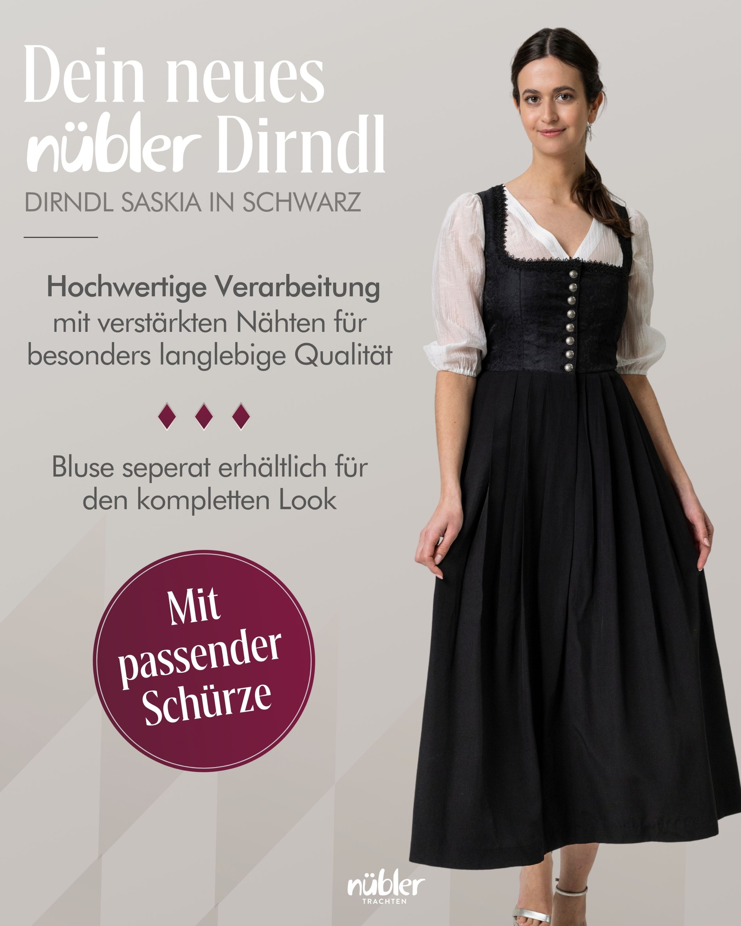 Gastrodirndl Saskia in Schwarz von Nübler