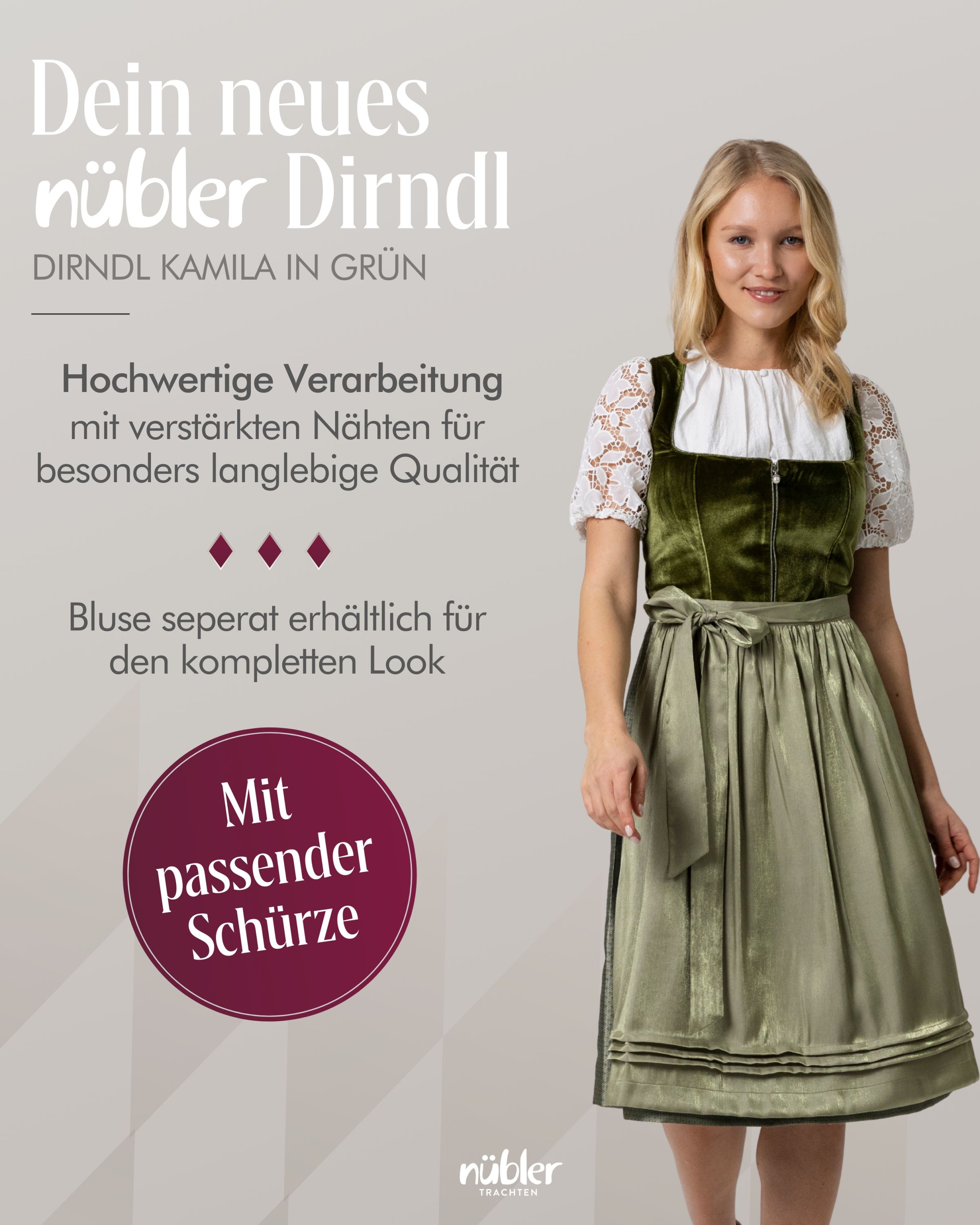 Midi Dirndl Kamila in Grün von Nübler