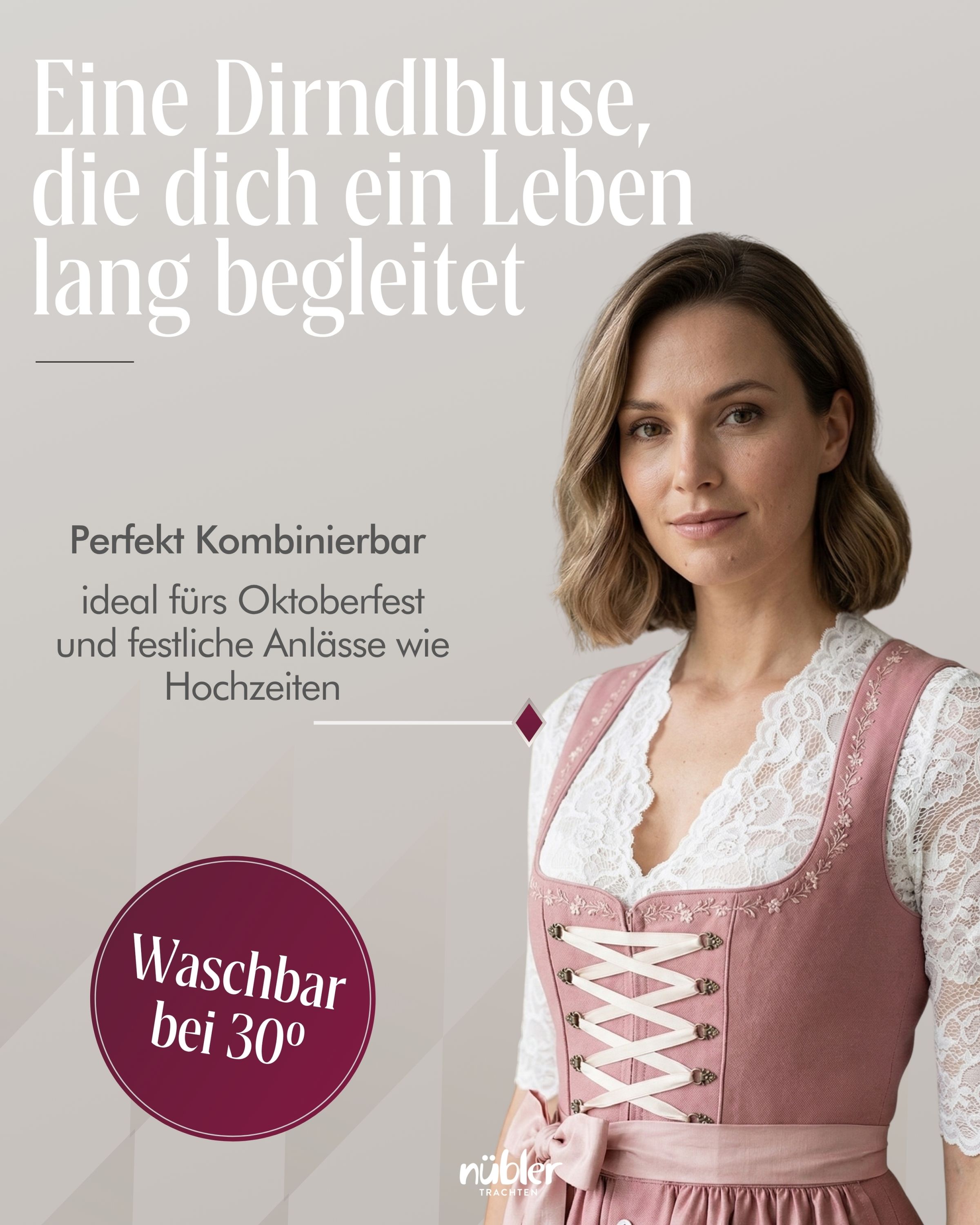 Dirndlbluse Gea in Weiß von Nübler