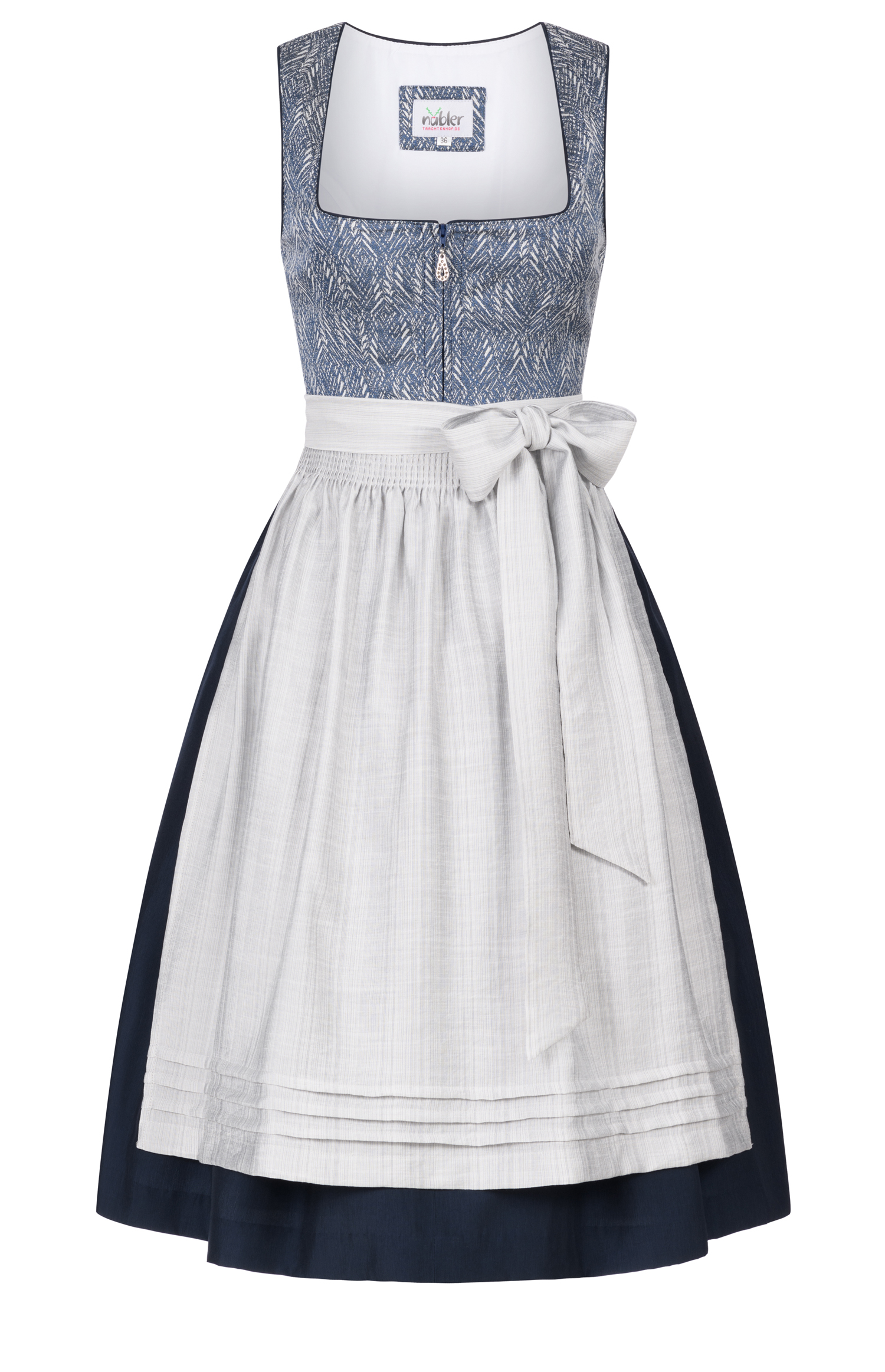 Midi Dirndl Frauke in Blau von Nübler Midi Dirndl Frauke in Blau von Nübler