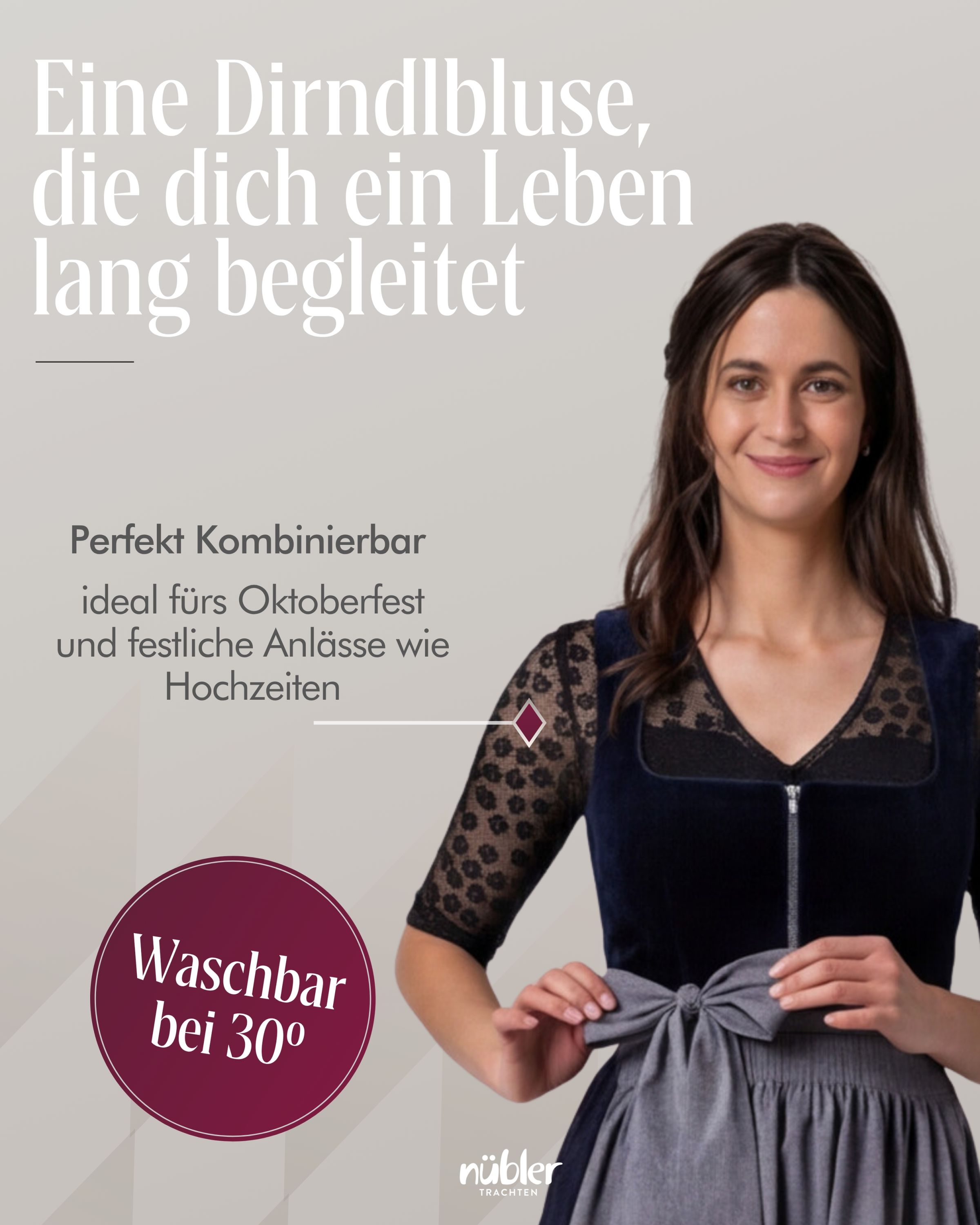 Dirndlbluse kurzarm Moni in Schwarz von Nübler