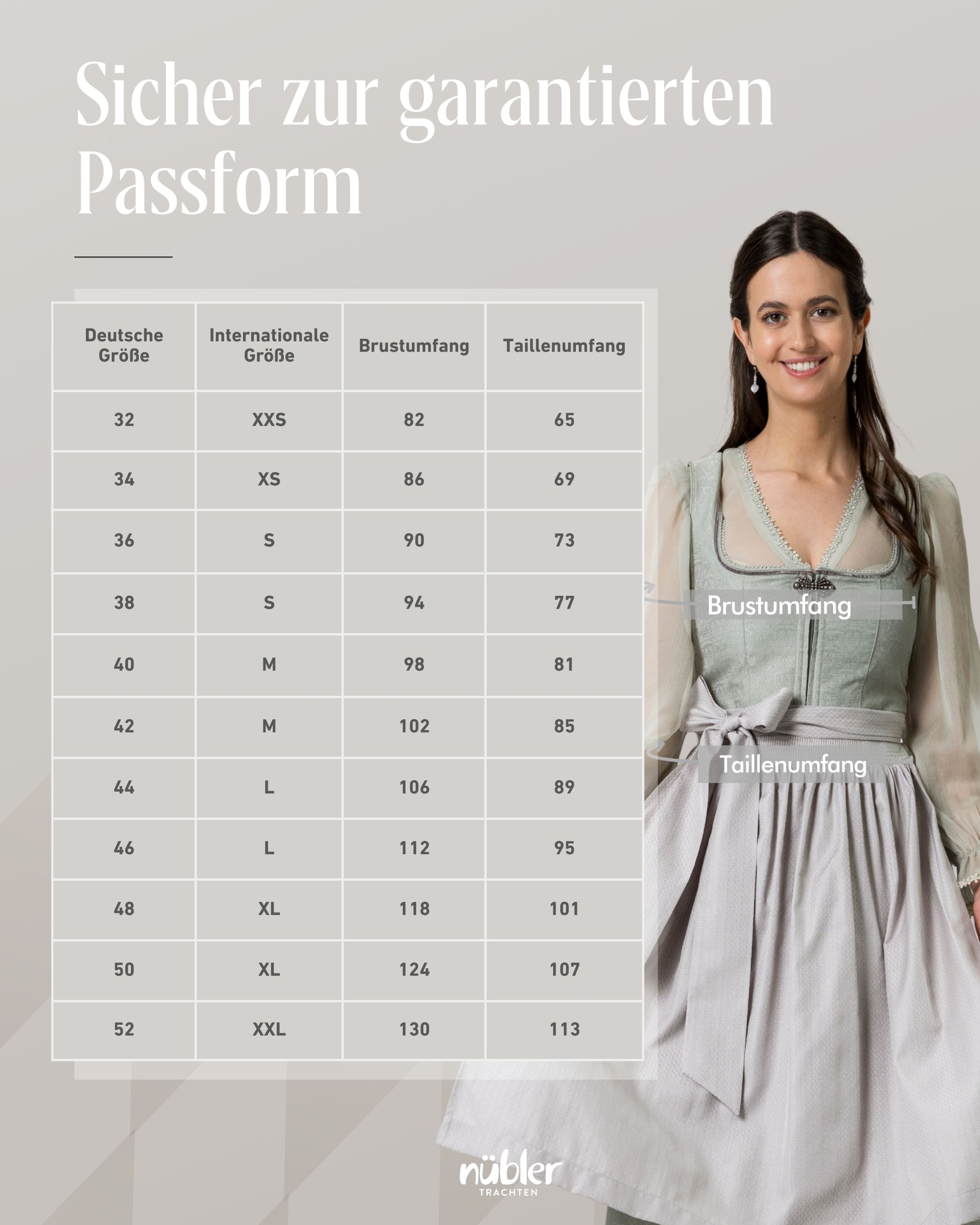 Midi Dirndl Flurina in Salbei von Nübler