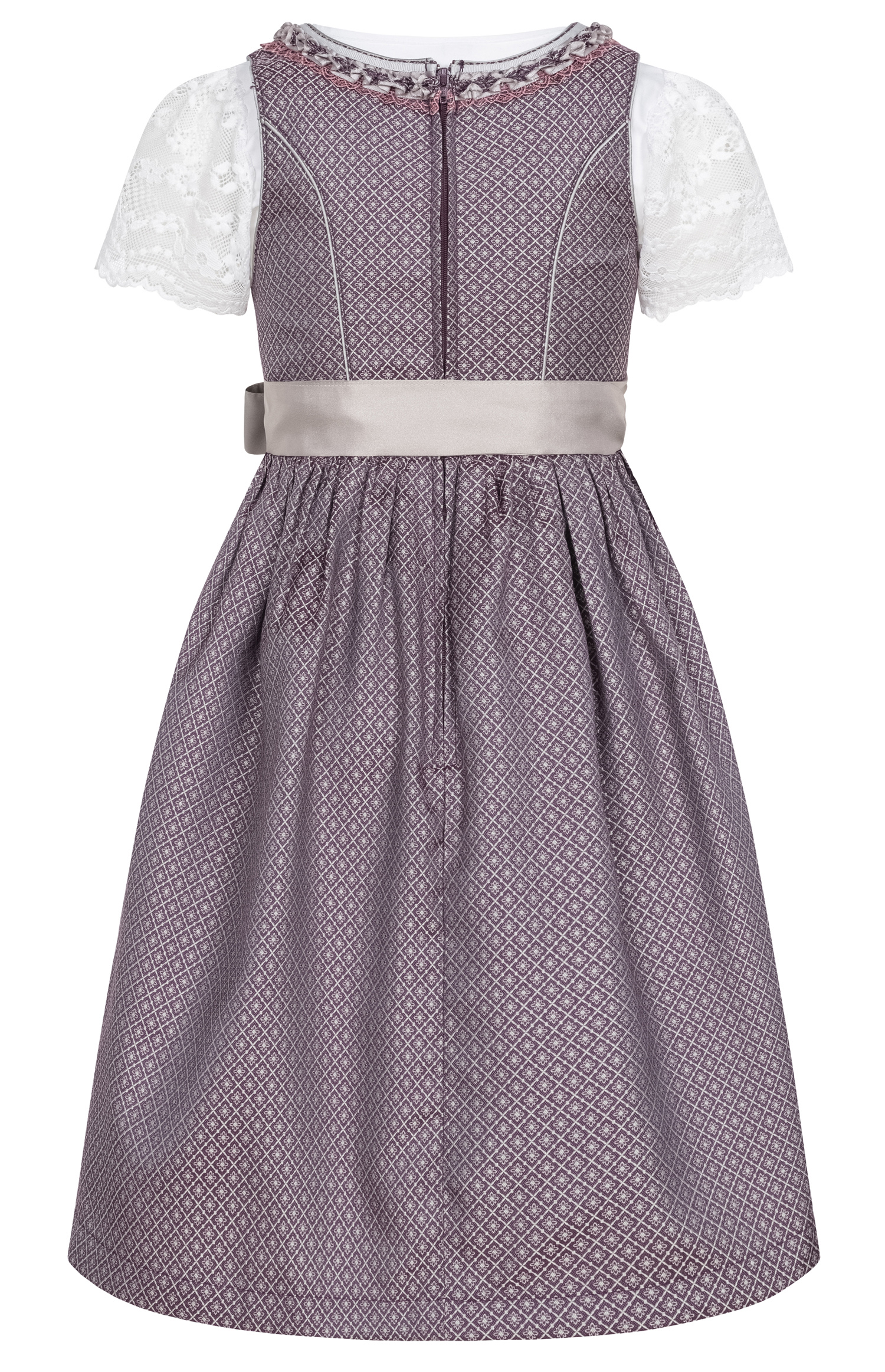 Kinderdirndl Gavrila in Aubergine, 3-teiliges Set