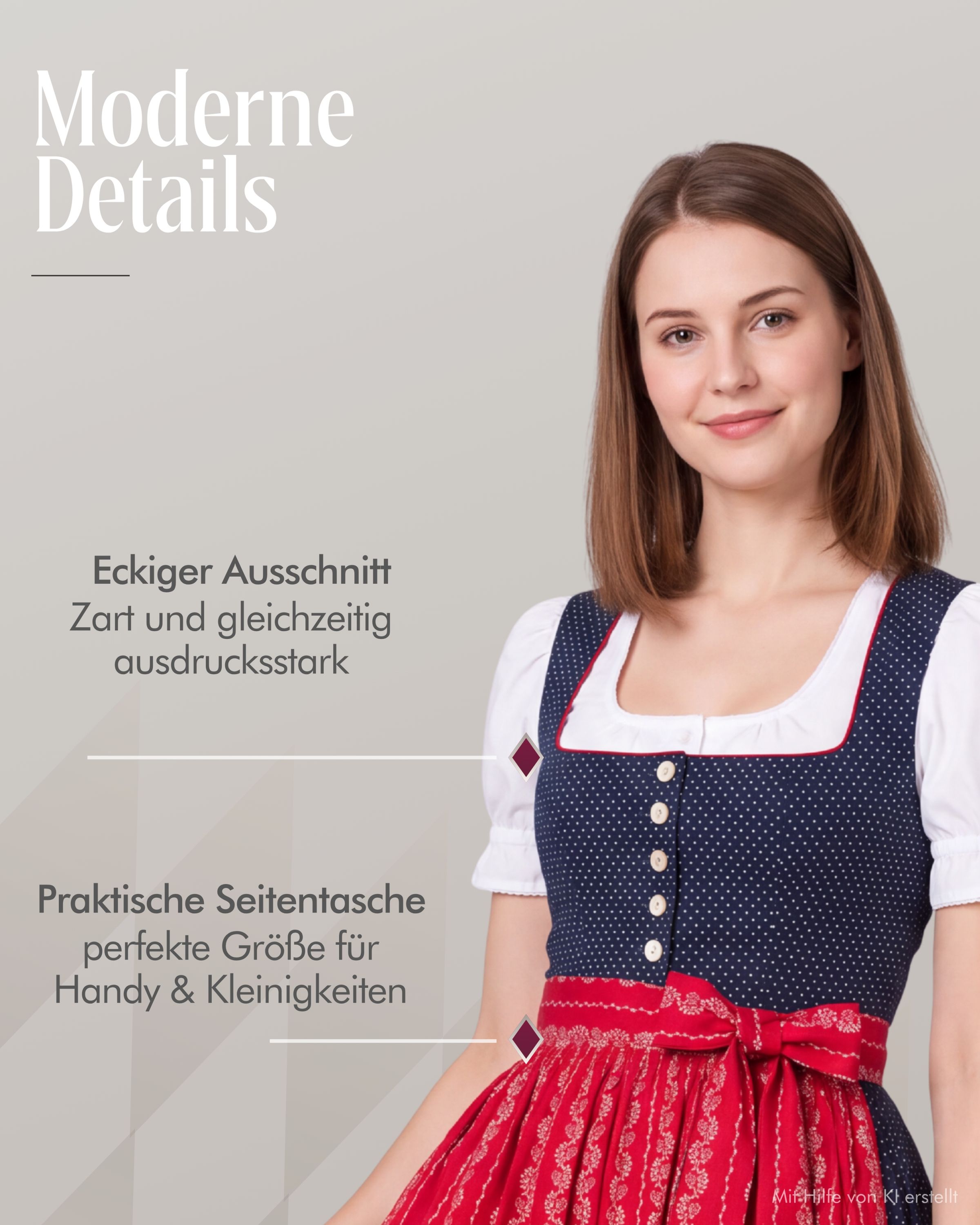 Midi Dirndl Worthersee in Marina-Kirschrot von Nübler