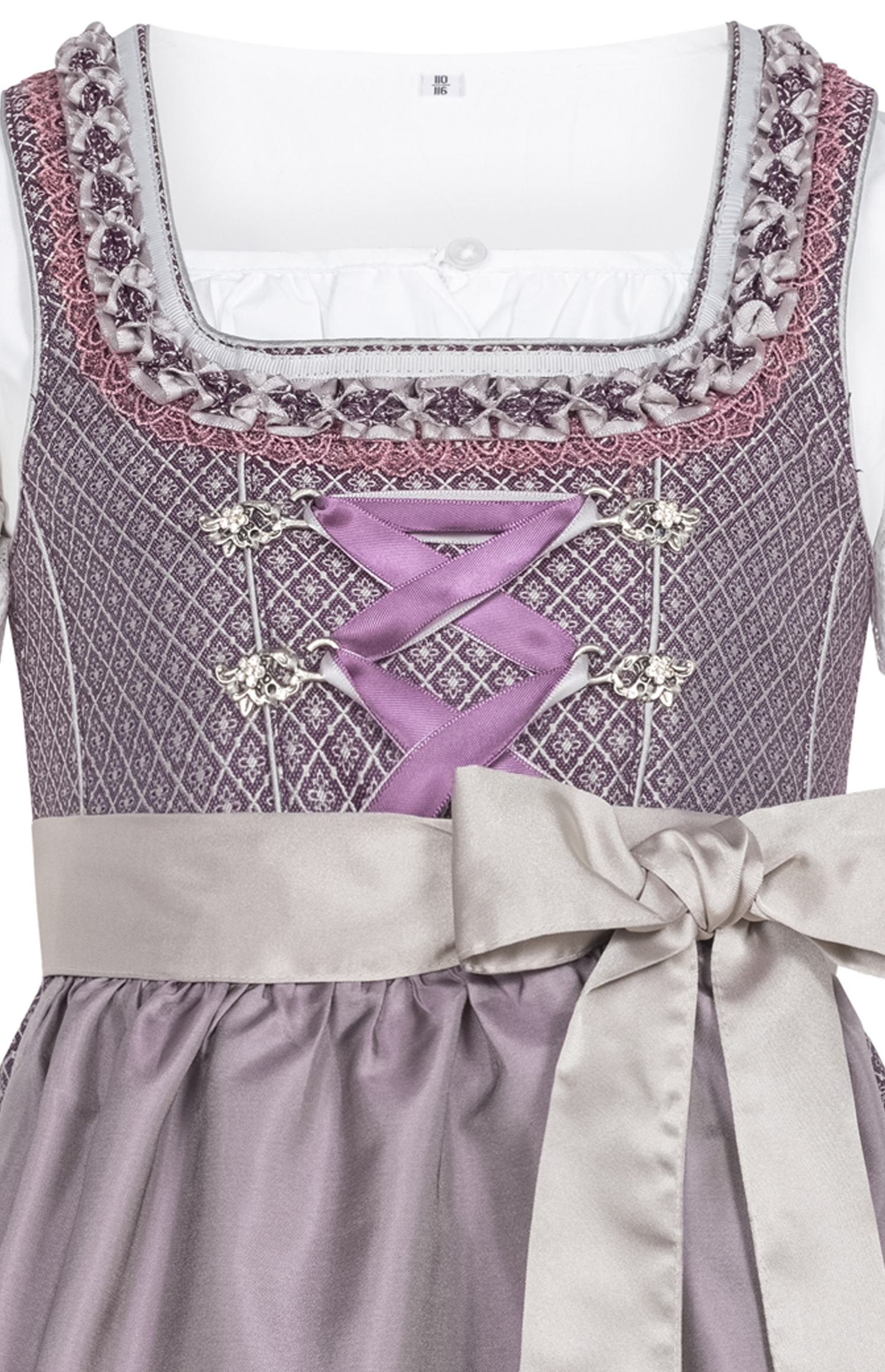 Kinderdirndl Gavrila in Aubergine, 3-teiliges Set
