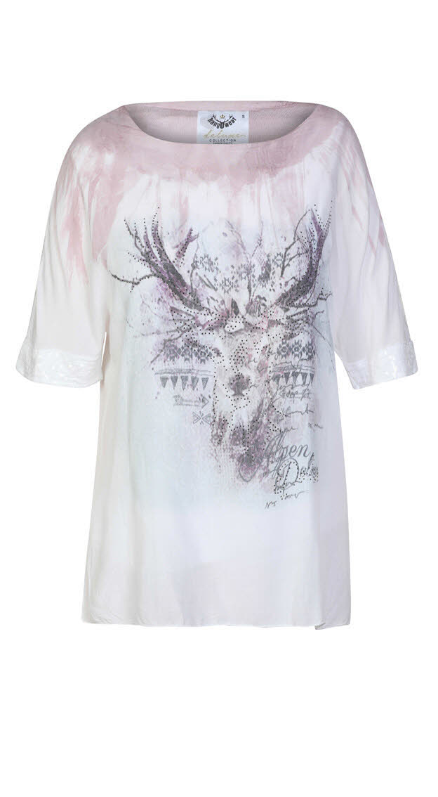 Trachten-Shirt Kurzarm Britta in Weiß-Rosé von hangOwear