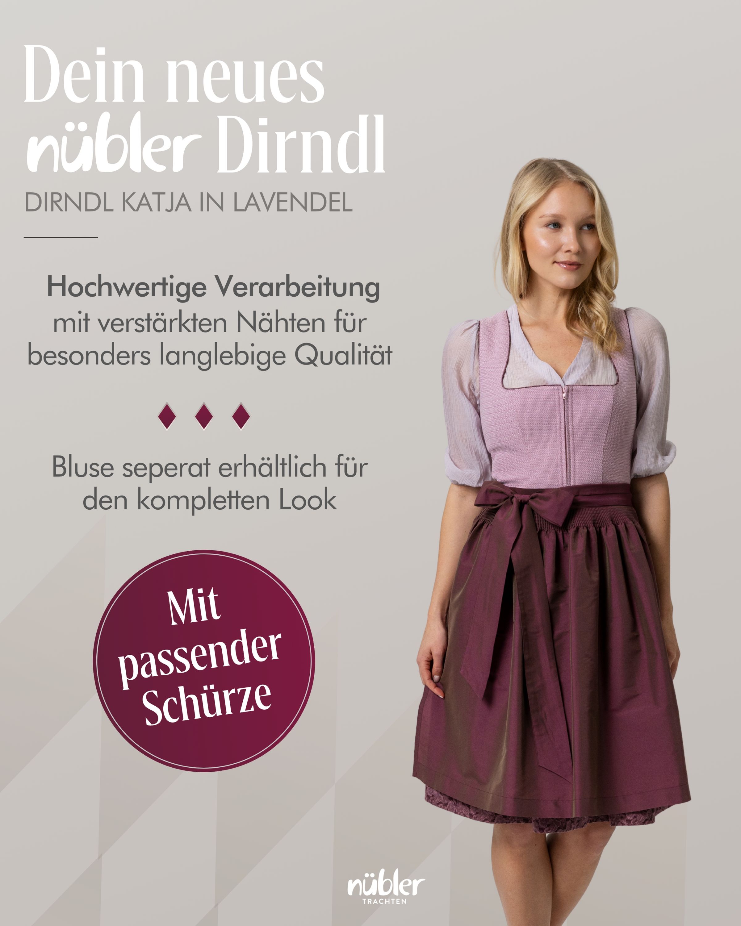 Mini Dirndl Kaja in Lavendel von Nübler