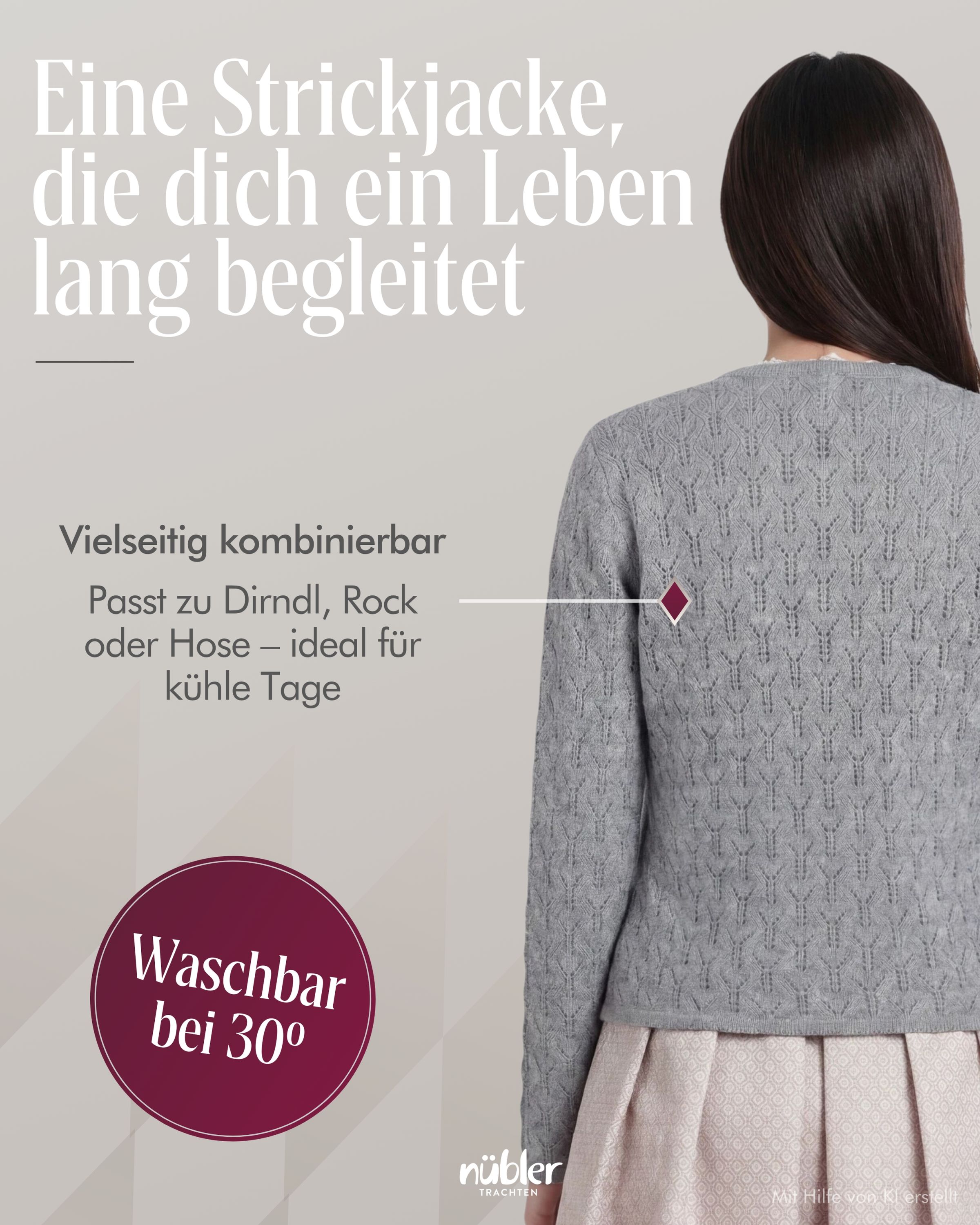 Cape Strickjacke Luise in Silber