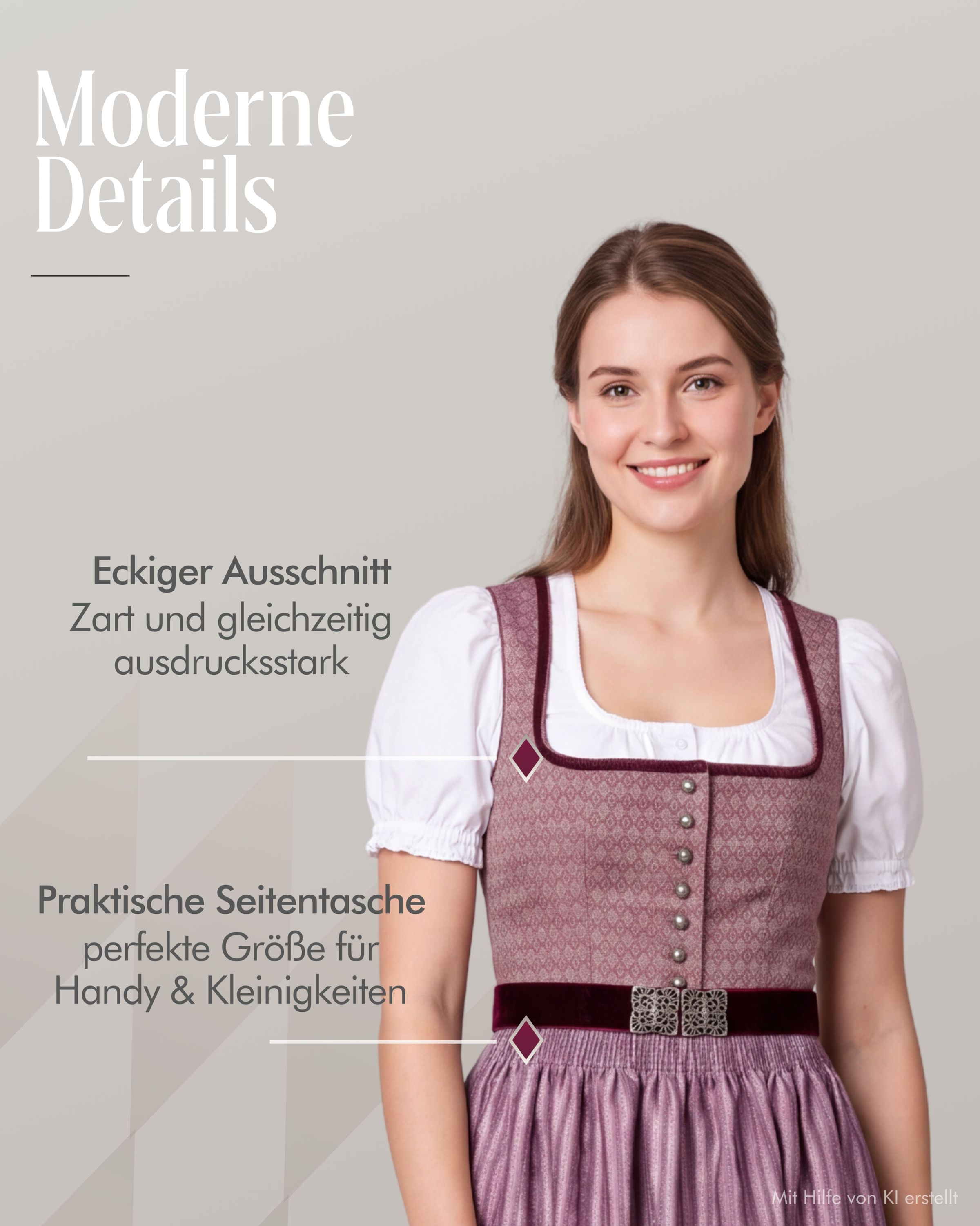 Dirndl lang Edda in Beere von Nübler