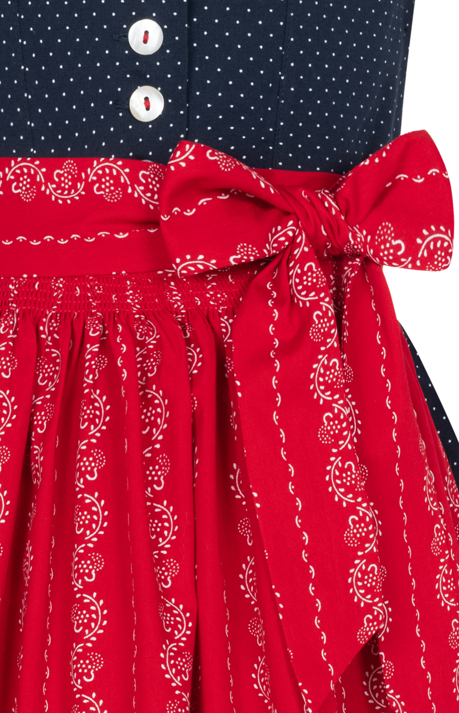 Kinderdirndl Worthersee in Marine-Kirschrot von Nübler