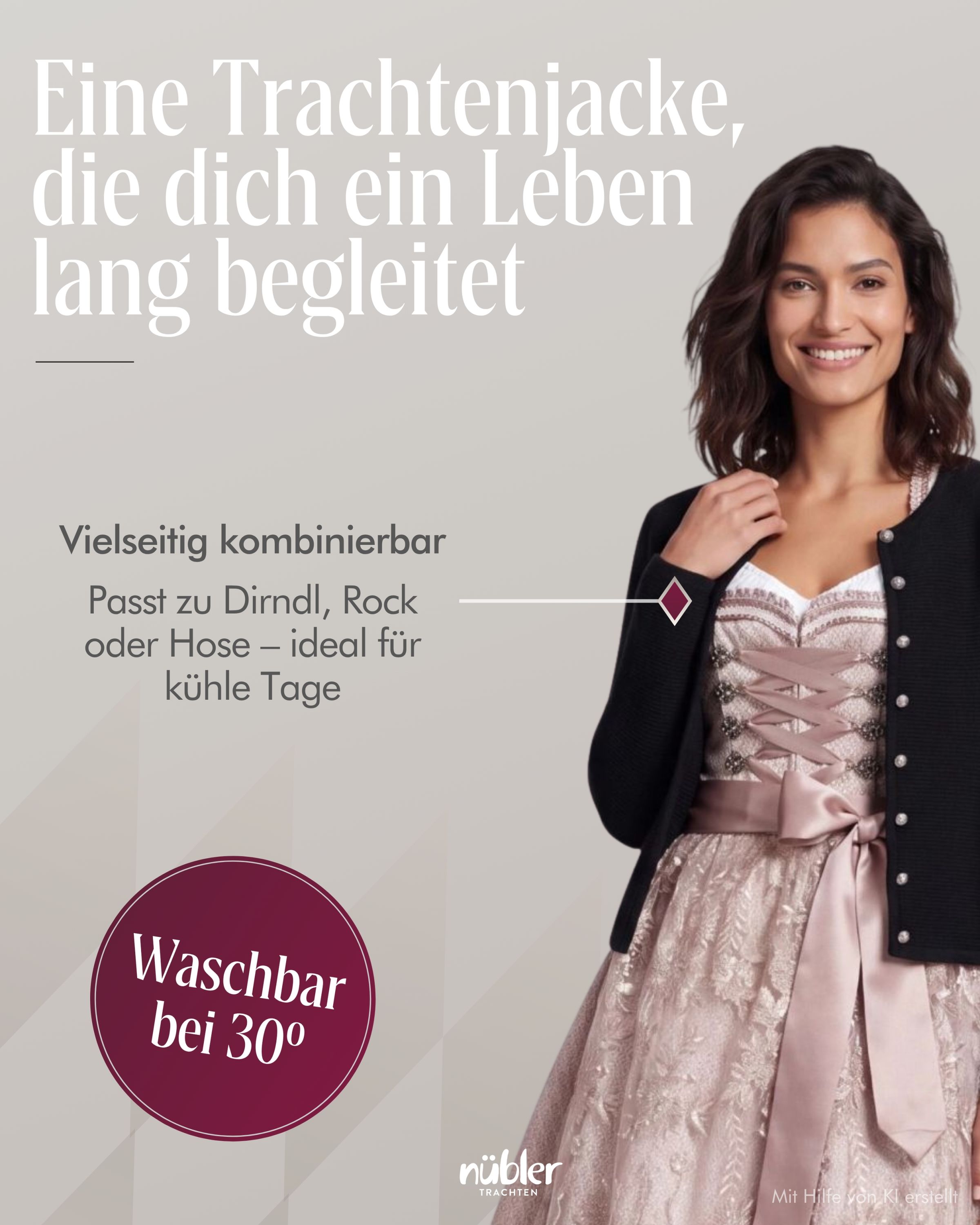 Dirndljacke Anni Schwarz Strickjacke Langarm mit Knöpfen