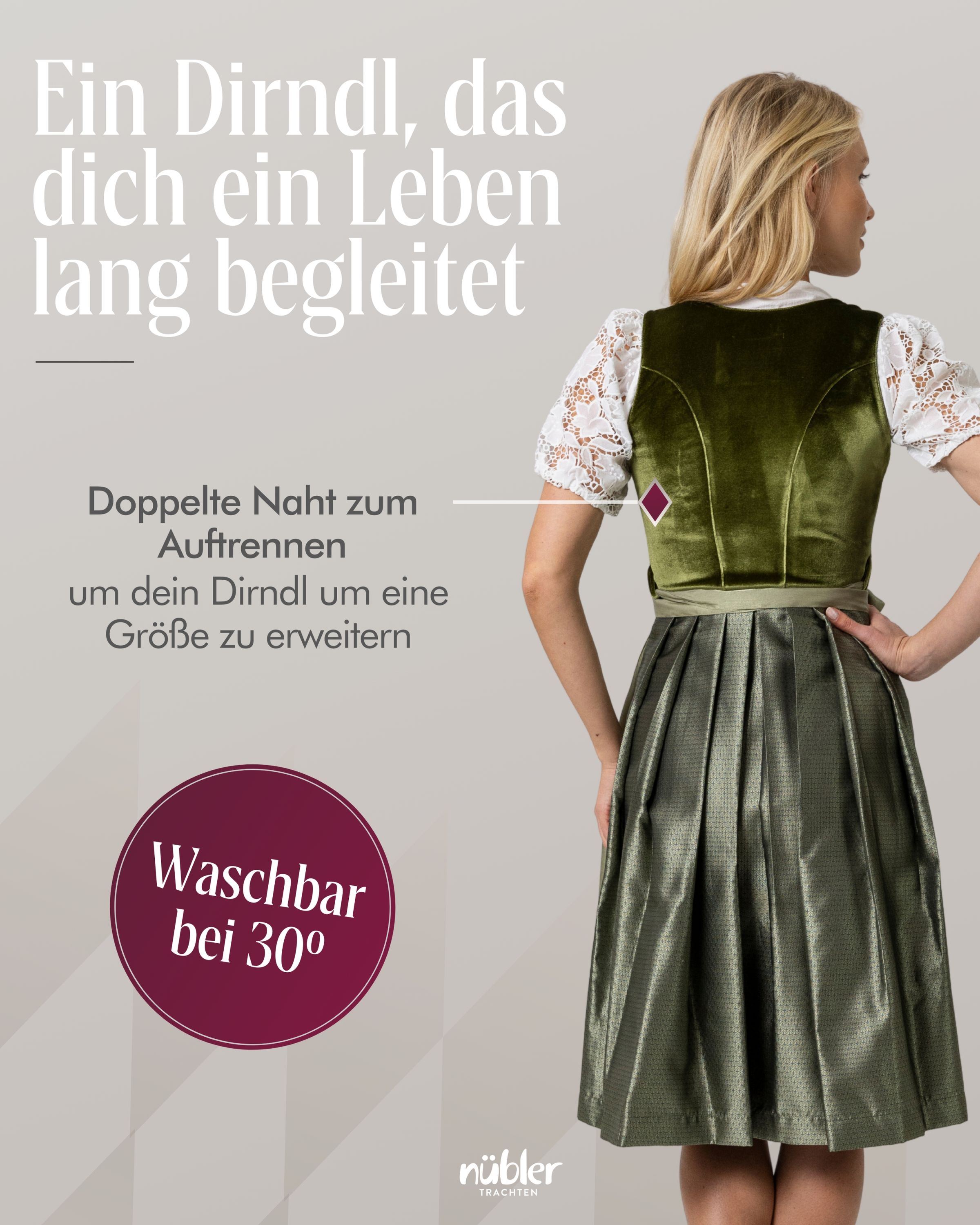 Midi Dirndl Kamila in Grün von Nübler
