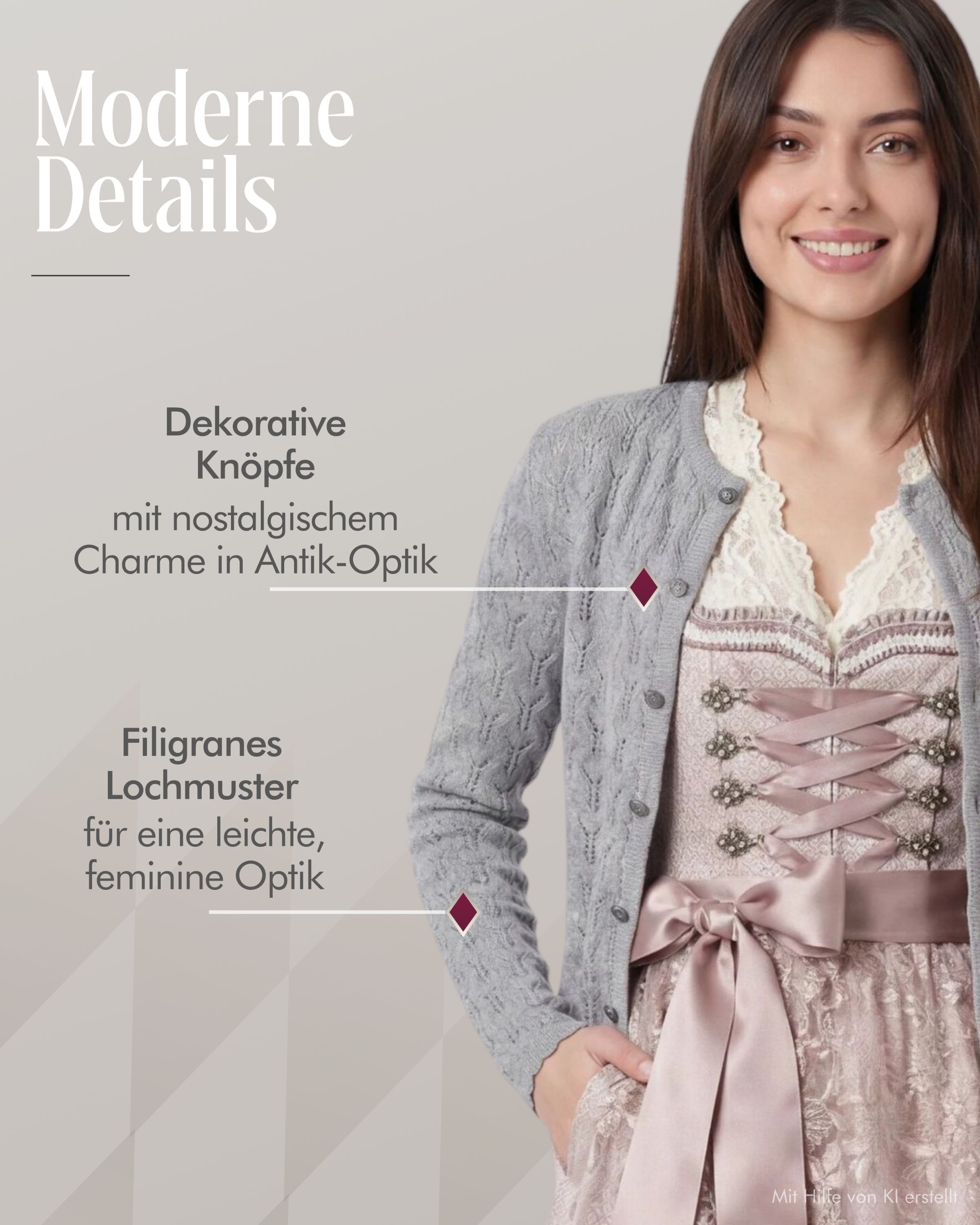 Cape Strickjacke Luise in Silber
