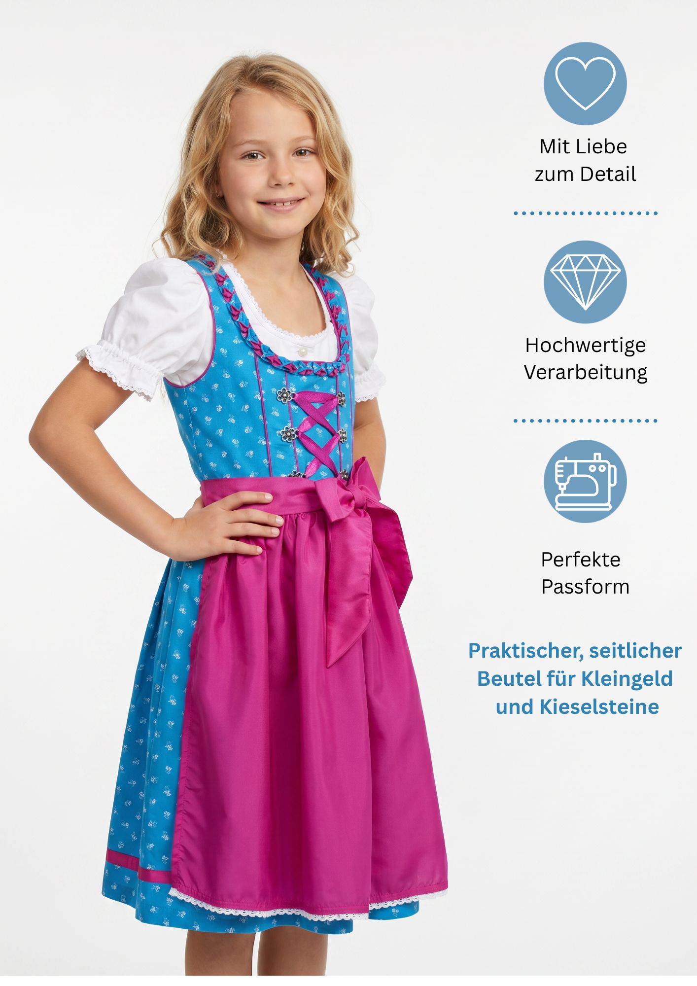 Mädchen Dirndl im traditionellen Stil Kinder Trachten