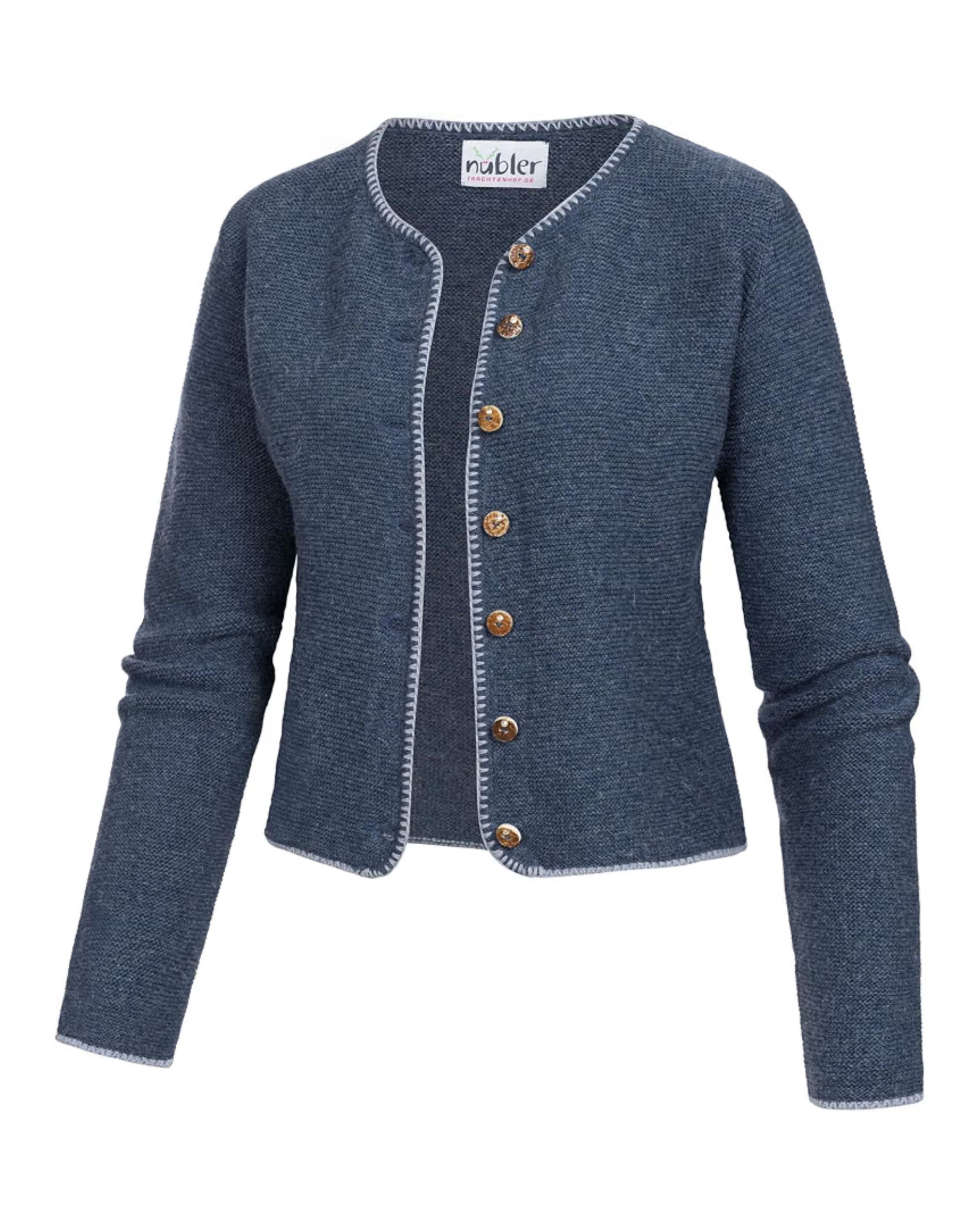 Dirndlstrickjacke Maria in Rauchblau von Nübler