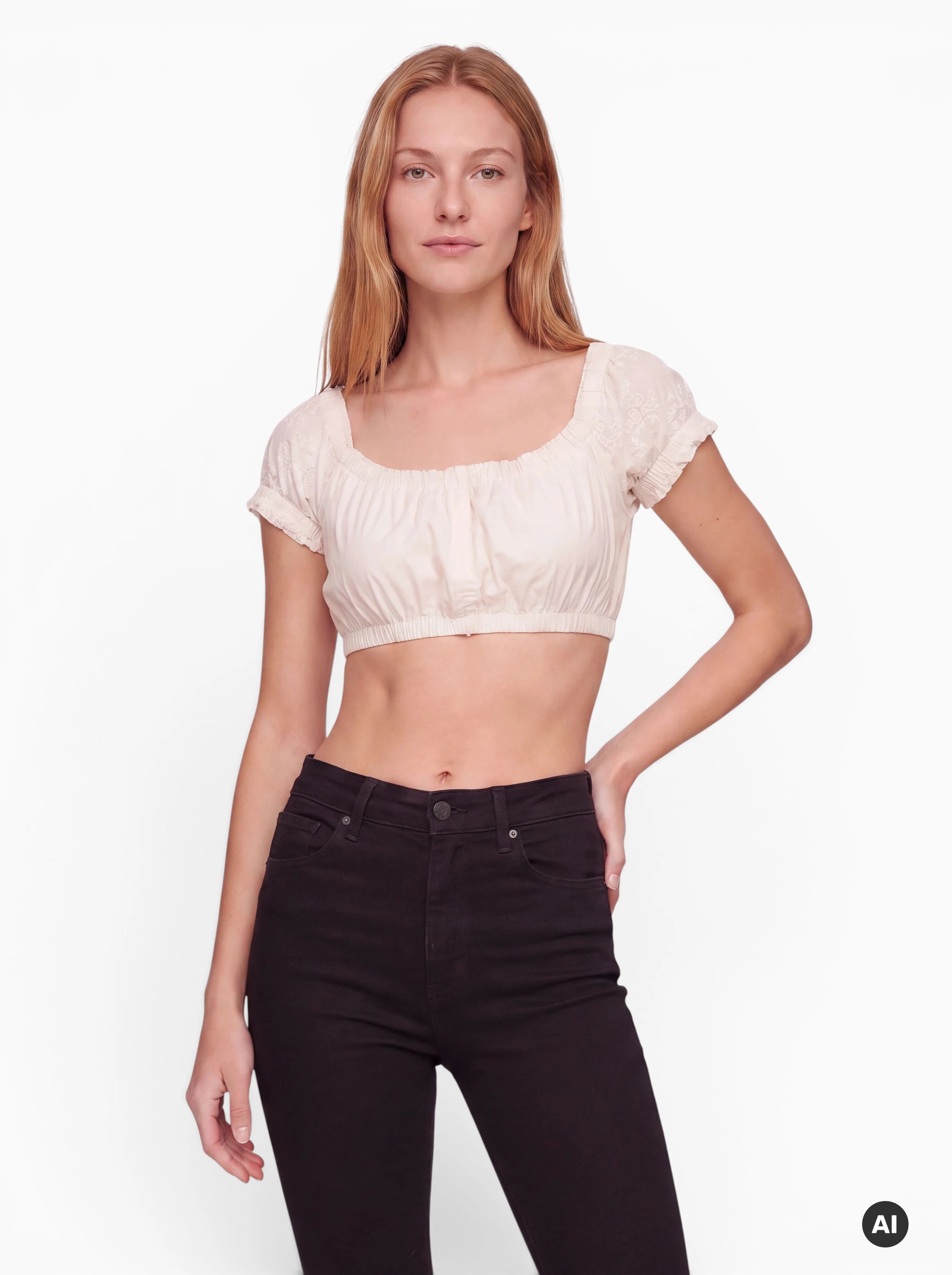 Dirndlbluse Kurzarm Sofia in Creme von Nübler Größe 32