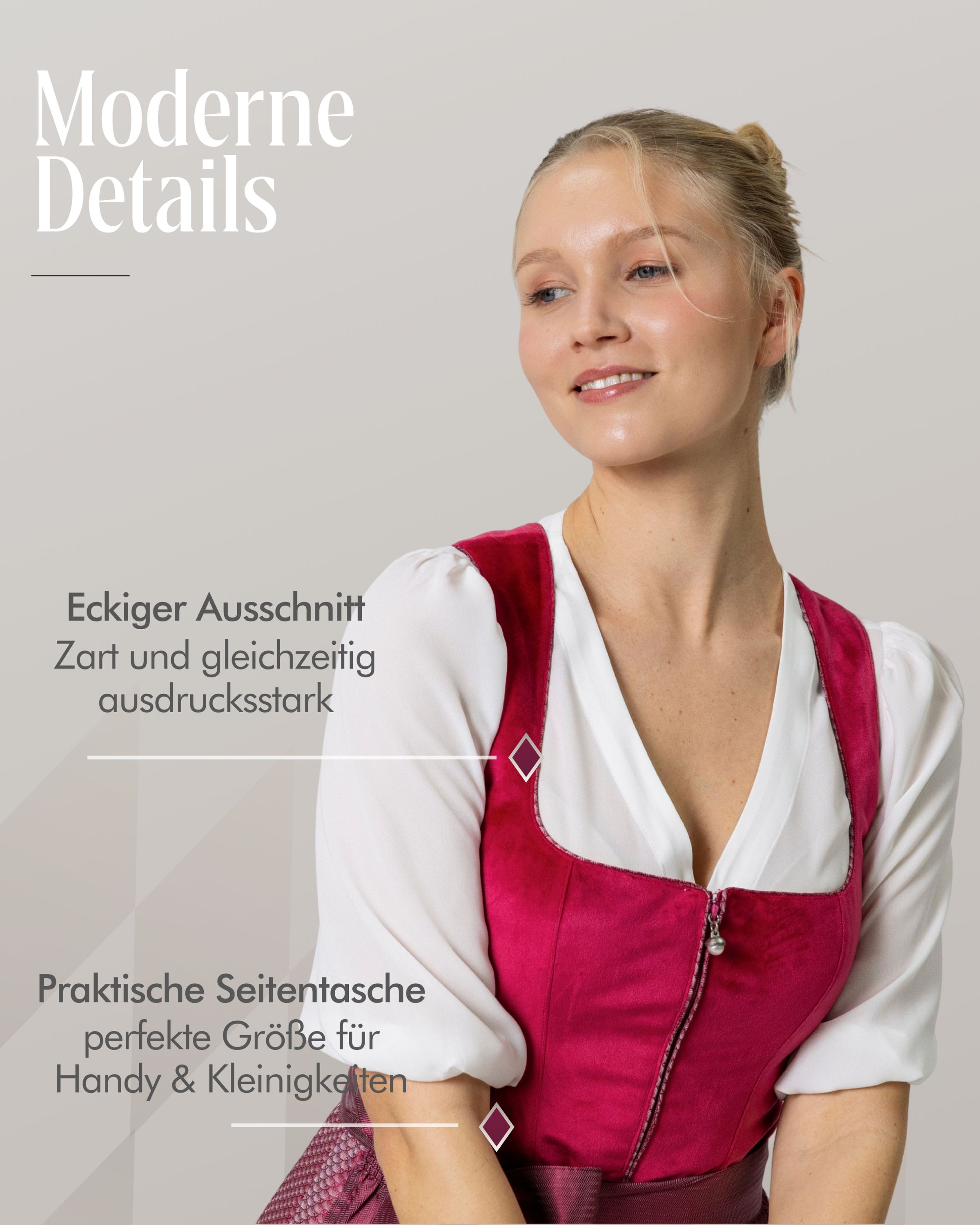 Midi Dirndl Scilla in Fuchsia von Nübler