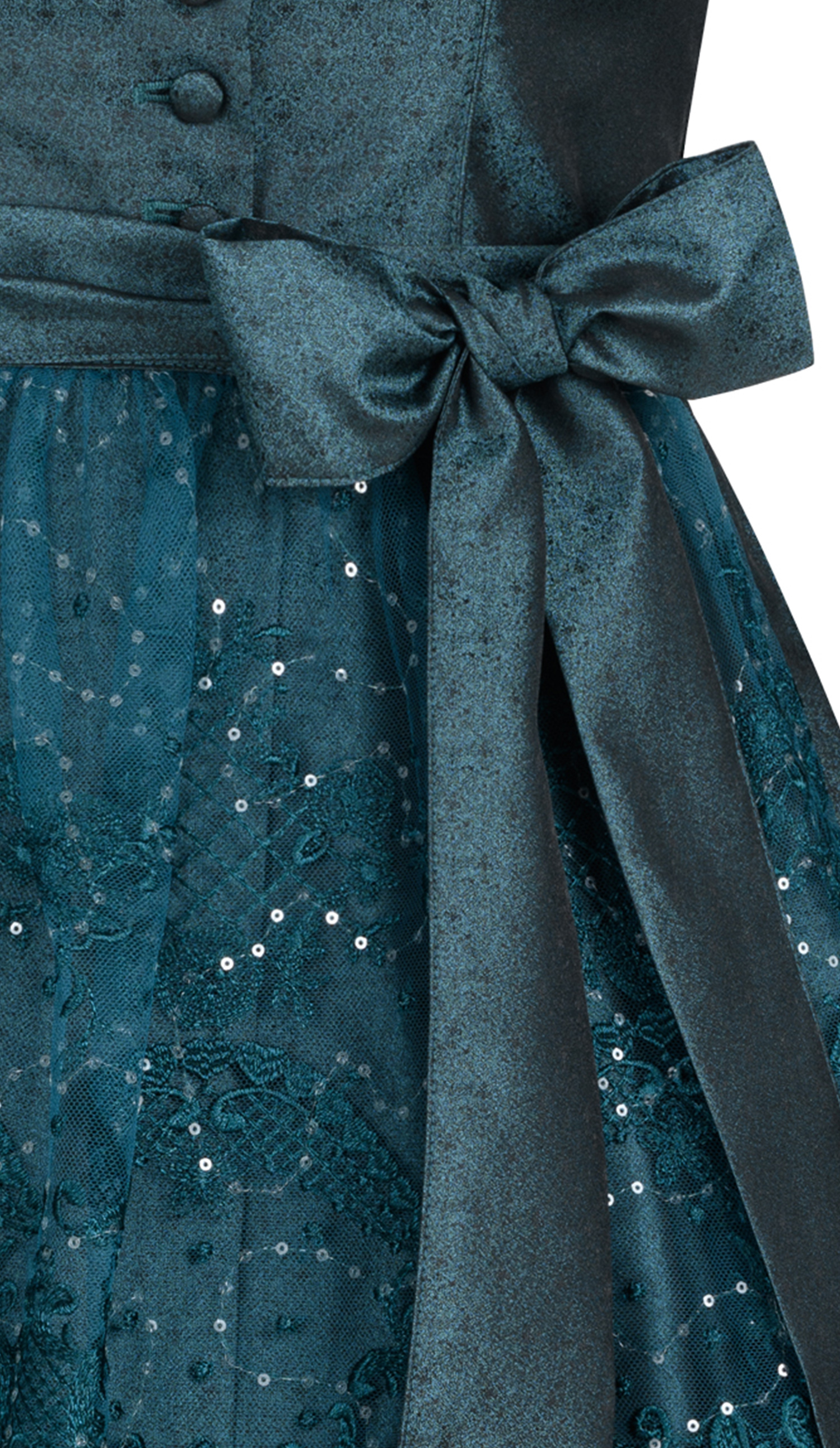Midi Dirndl Kerala in Ozeanblau von Nübler
