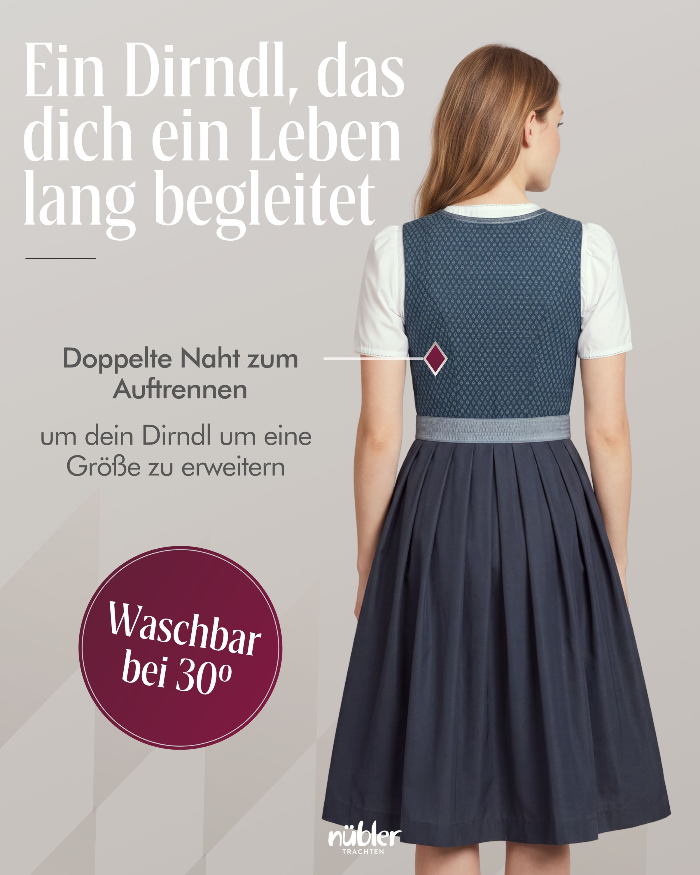 Midi Dirndl Gudrun in Petrol von Nübler