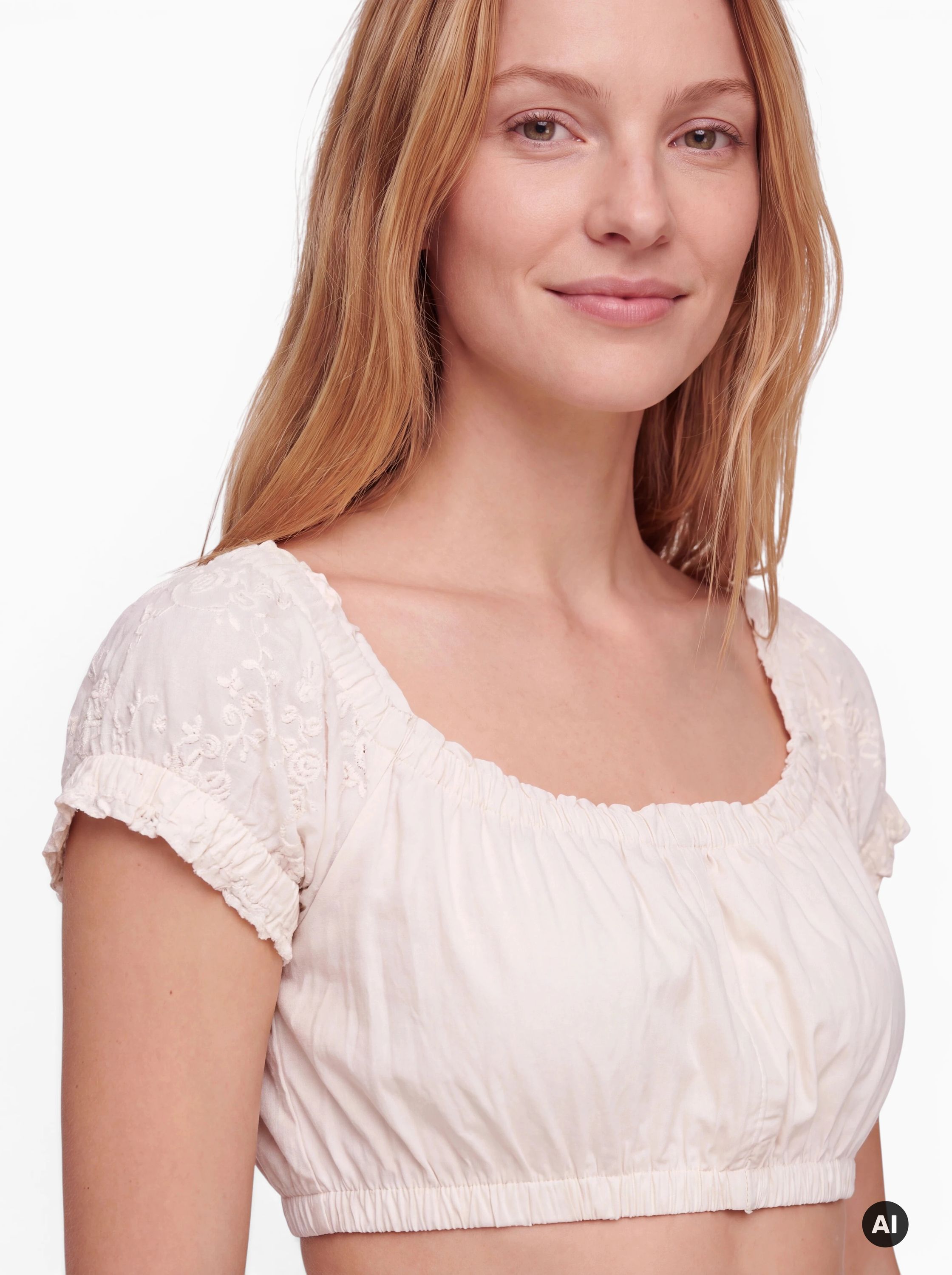 Dirndlbluse Kurzarm Sofia in Creme von Nübler Größe 32