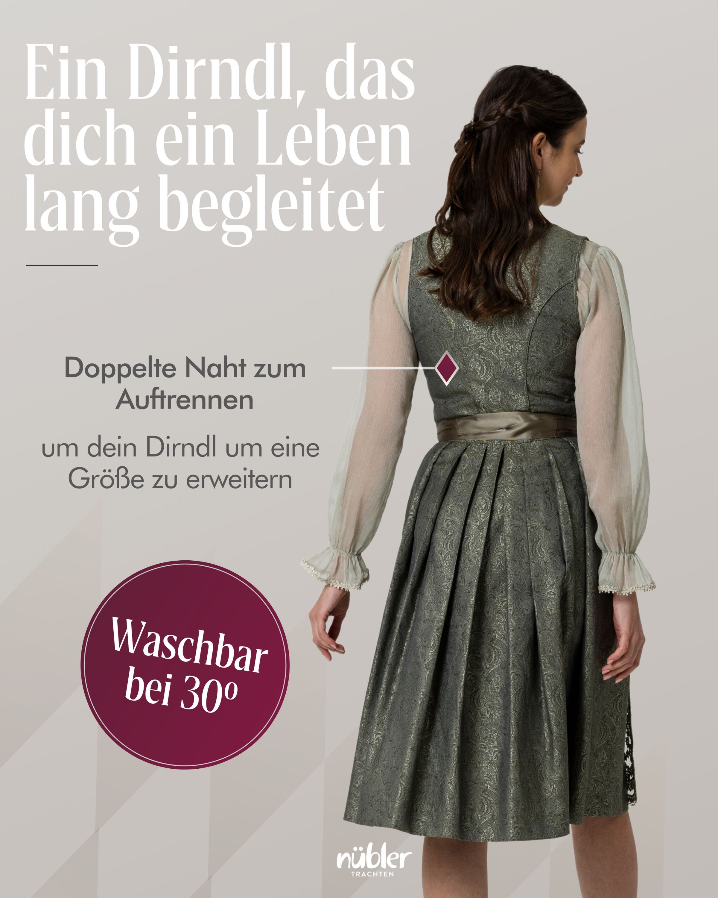 Midi Dirndl Fleurette in Olive