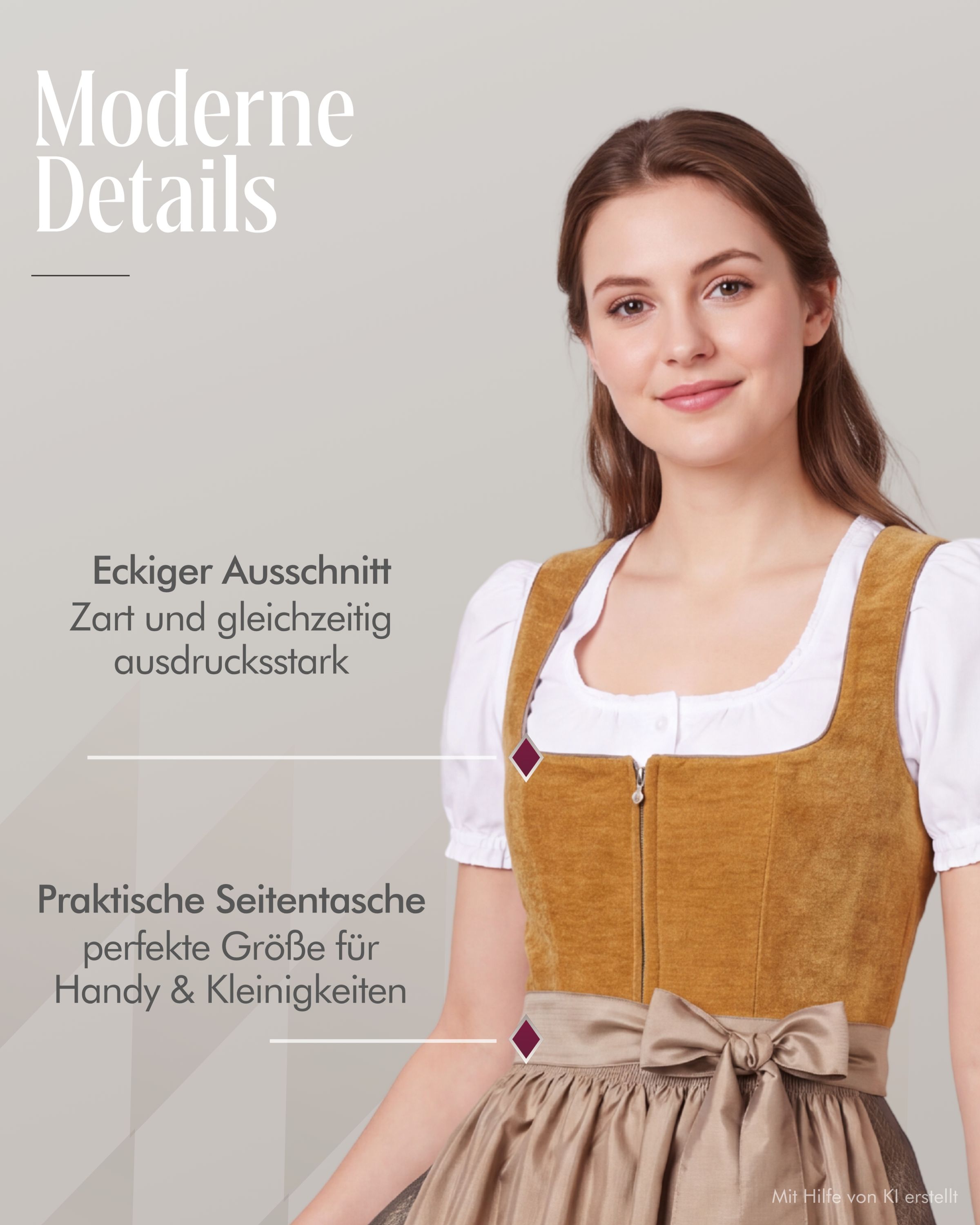 Midi Dirndl Kira in Gelb von Nübler
