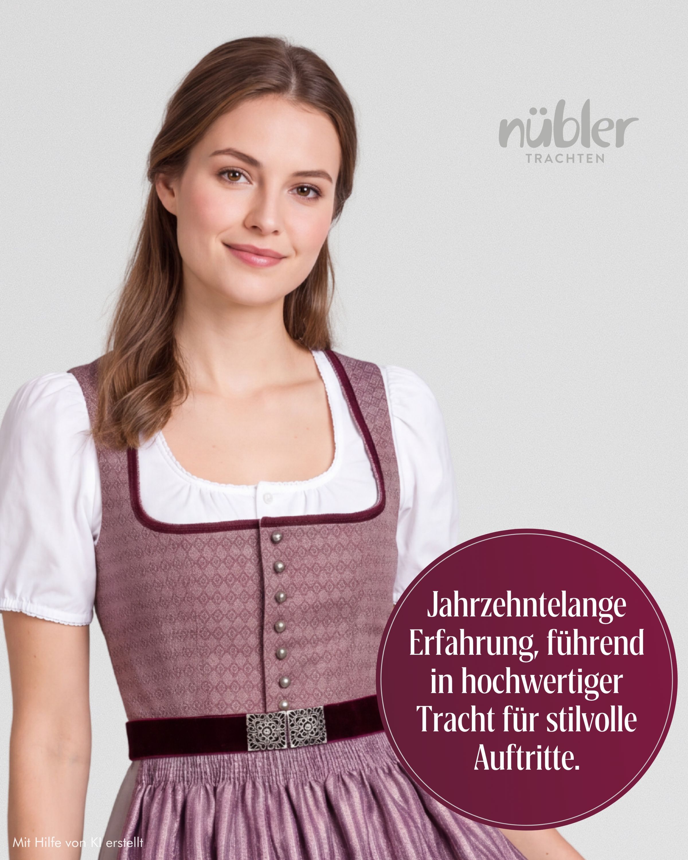 Dirndl lang Edda in Beere von Nübler