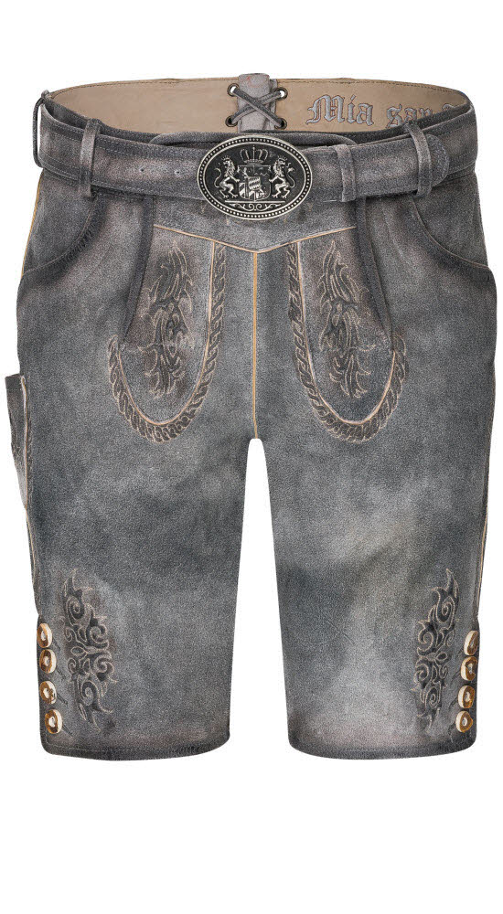 Lederhose kurz Thomas in Grau von Nübler Lederhose kurz Thomas in Grau von Nübler