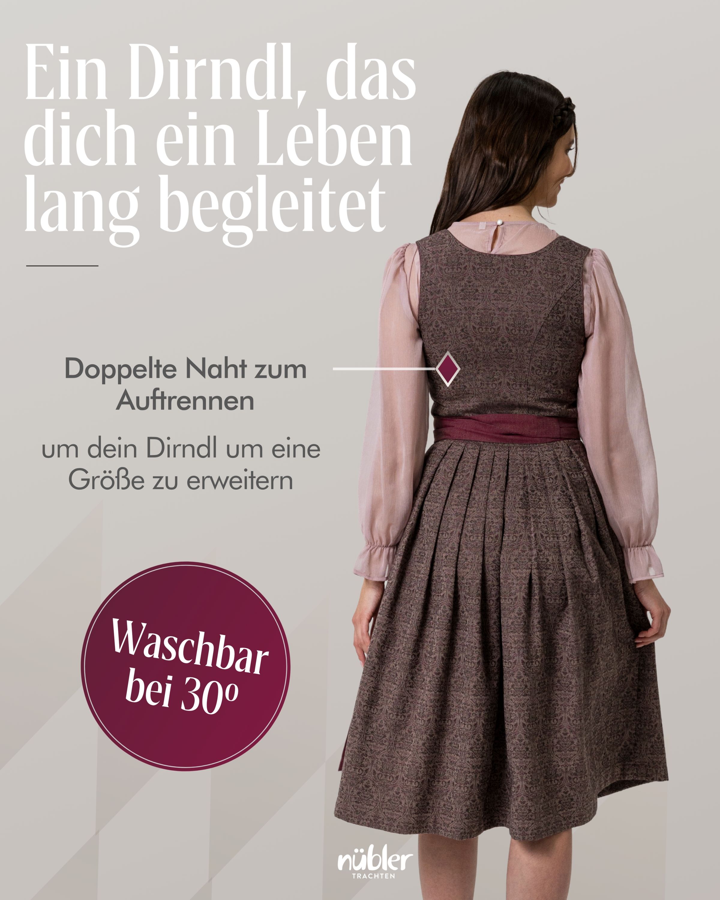Midi Dirndl Blanka in Brombeere von Nübler