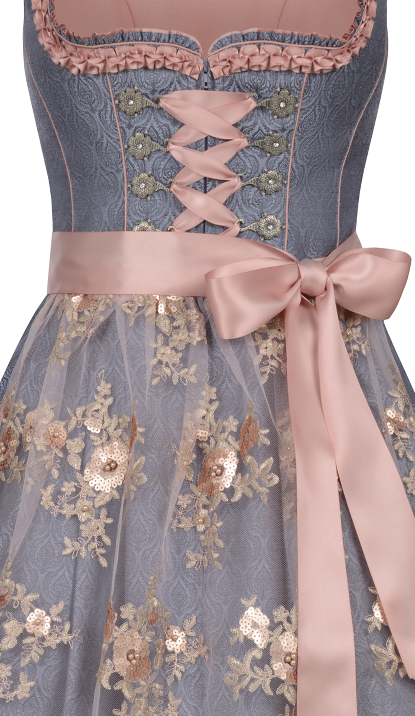 Mini Dirndl Gerhild in Rauchblau von Nübler