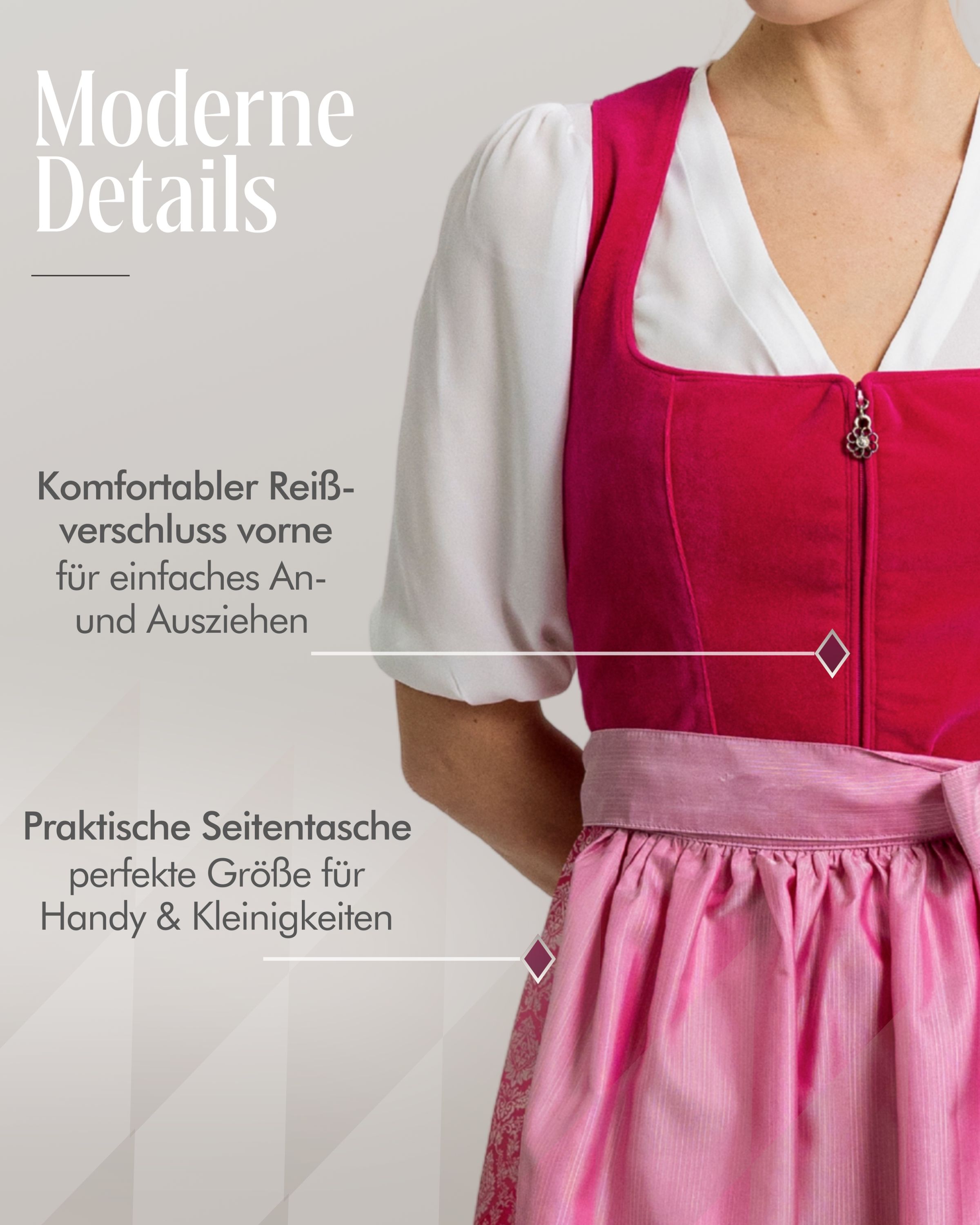 Midi Dirndl Karla in Pink von Nübler